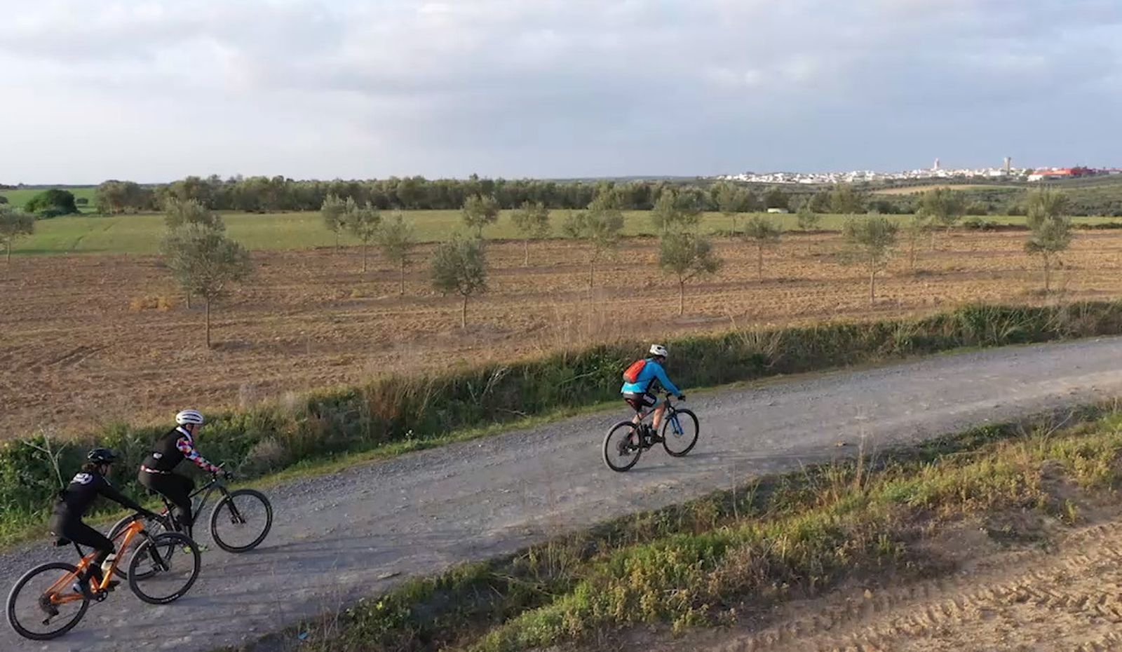 Un grupo de cicloturistas en una ruta.