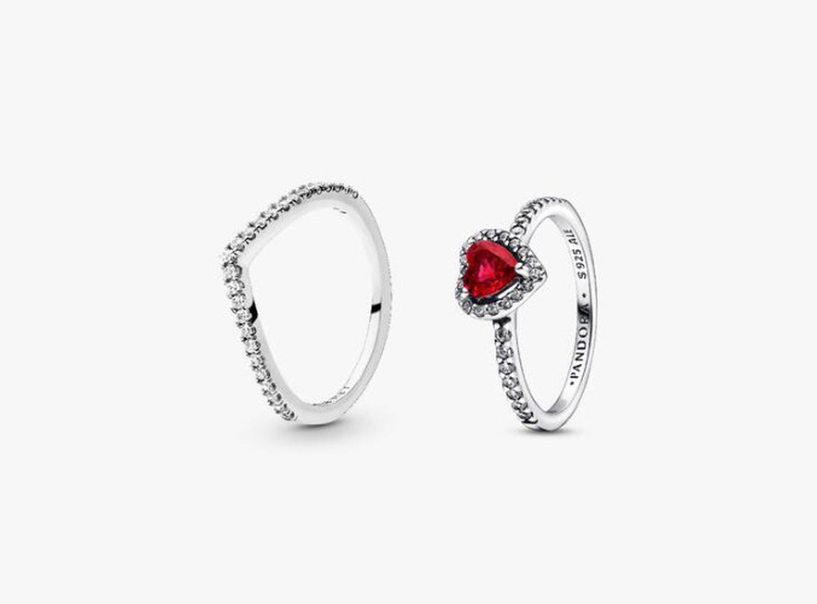 Conjunto de Regalo Anillos Deseo Clásico y Corazón Rojo