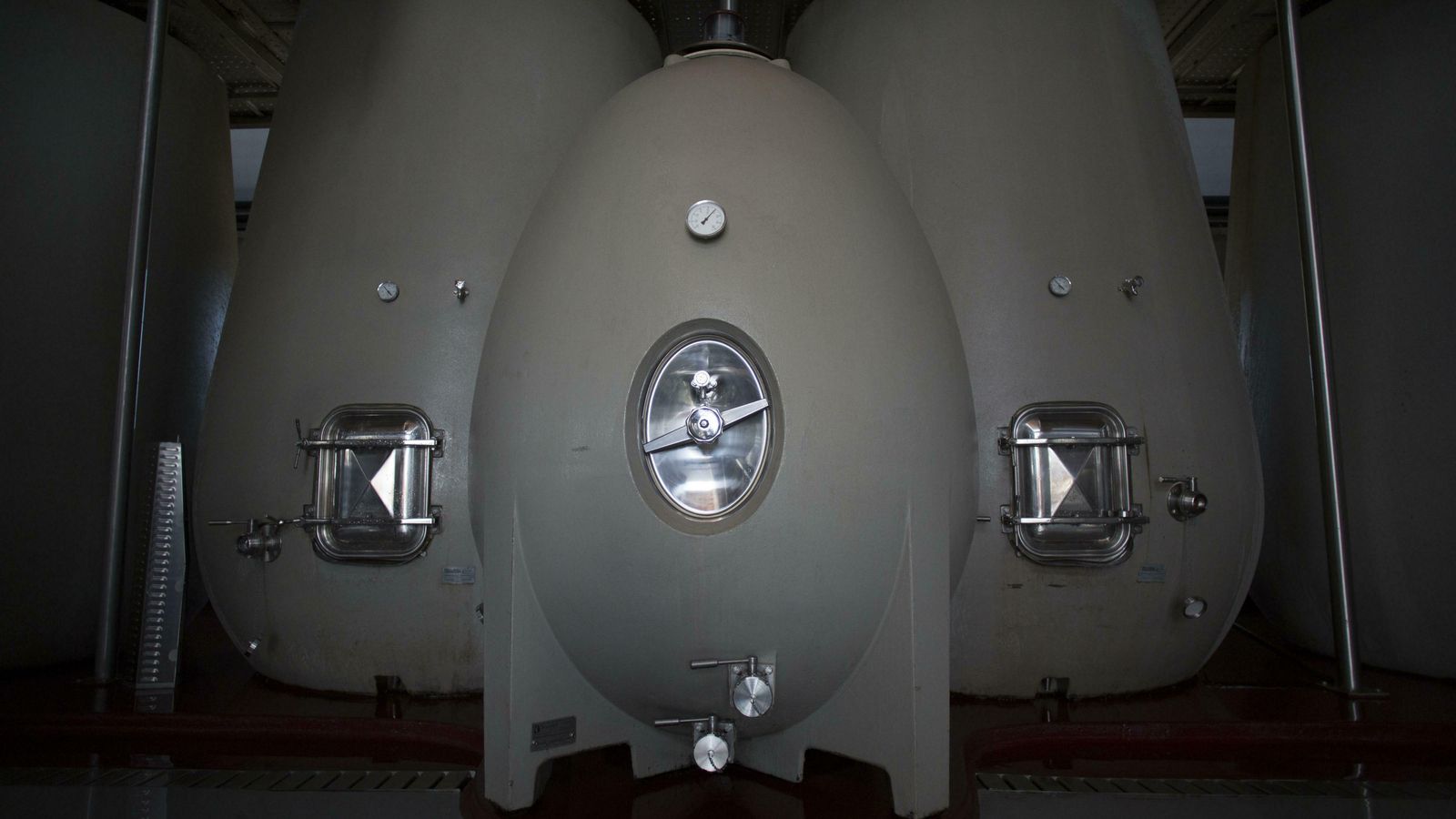 Depósito especial de hormigón en forma de huevo para la fermentación.