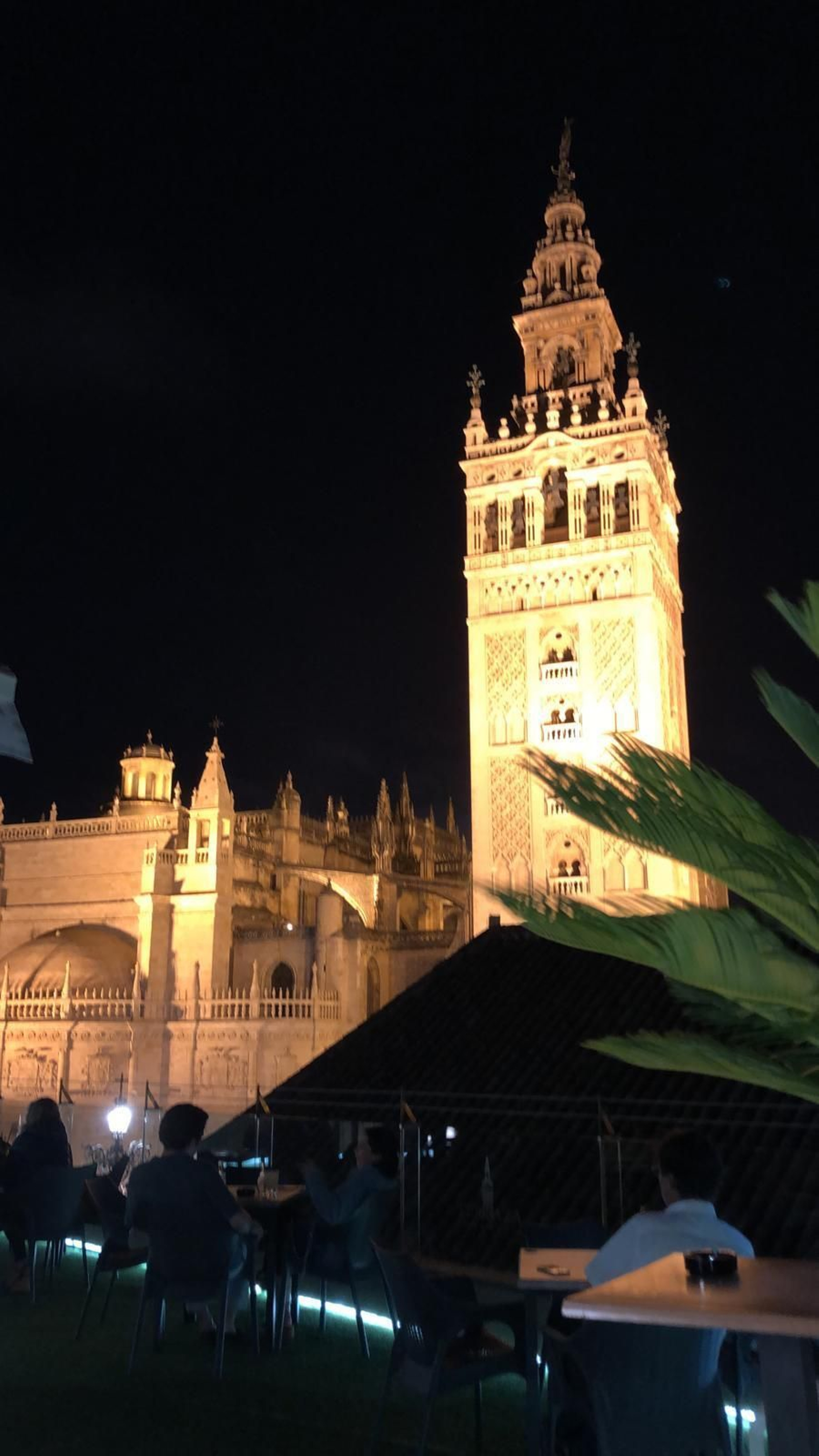 Vistas de la Giralda y la Catedral desde la terraza del Hotel Doña María, que reabrió este jueves al público.
