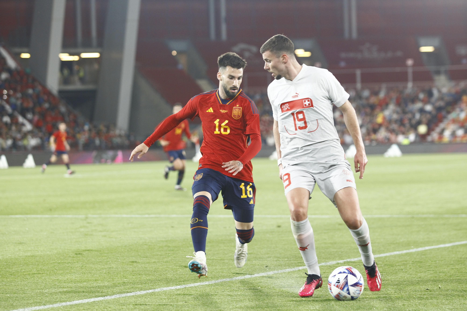 Imágenes del partido de fútbol amistoso entre las selecciones de España y Suiza Sub 21, disputado en Almería