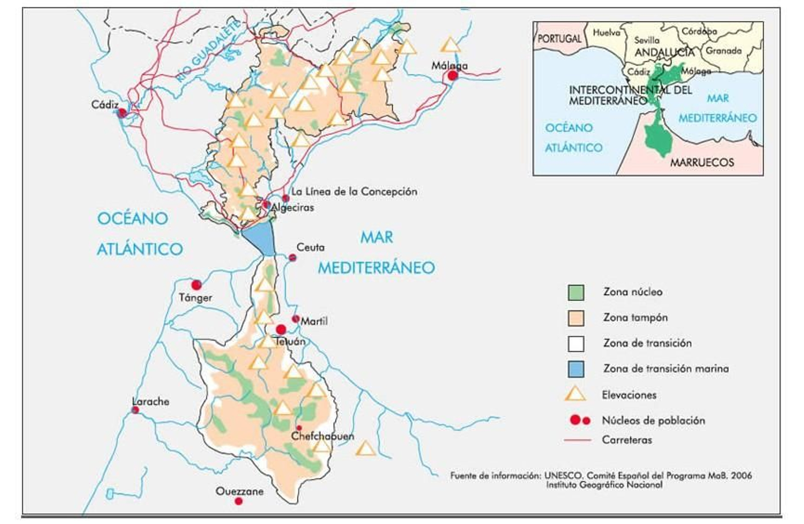 Mapa de la reserva de la biosfera.