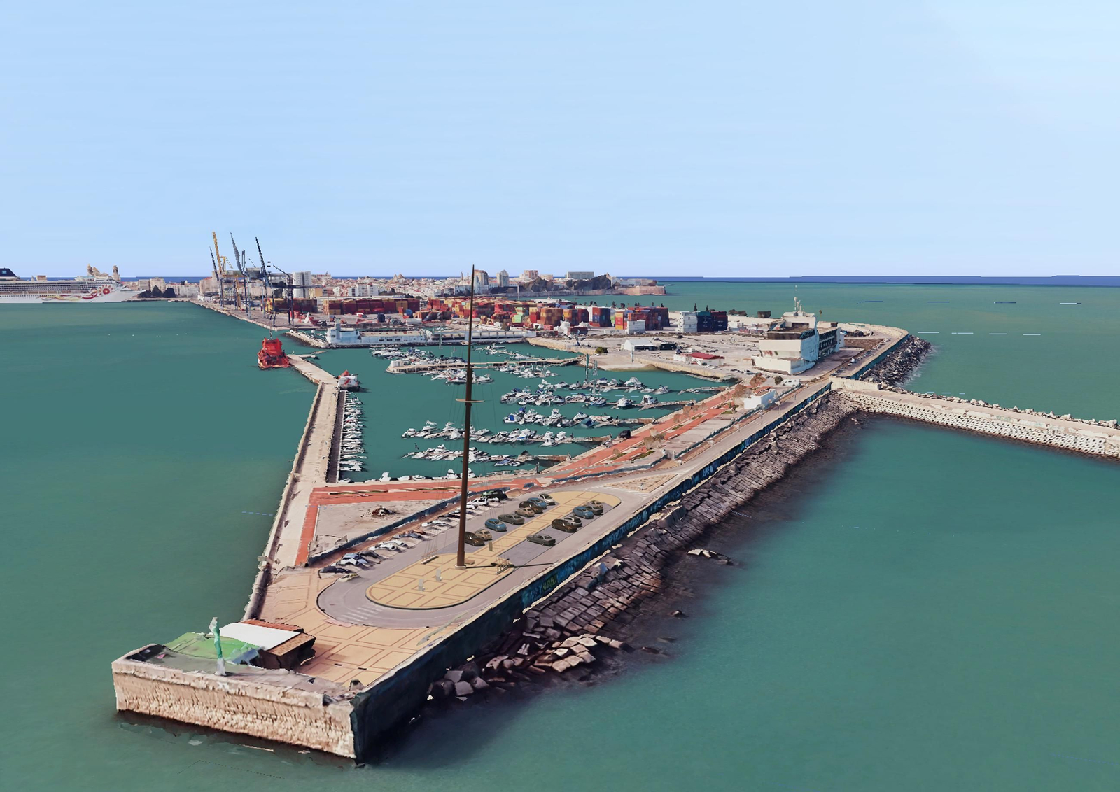 Infografía de cómo quedaría el mástil ubicado en la Punta de San Felipe de Cádiz, con lo que un trozo del Elcano se quedará siempre en Cádiz a pesar de que el buque escuela se encuentre de crucero Infografía de cómo quedaría el mástil ubicado en la Punta de San Felipe de Cádiz, con lo que un trozo del Elcano se quedará siempre en Cádiz a pesar de que el buque escuela se encuentre de crucero