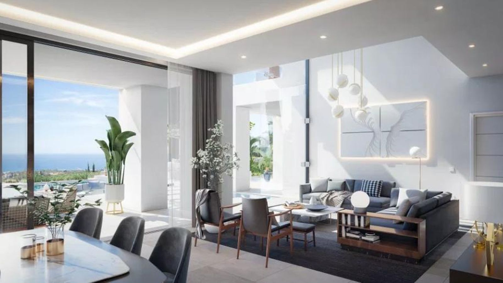 Una de las salas del interior de la vivienda de Ronaldo en Estepona.