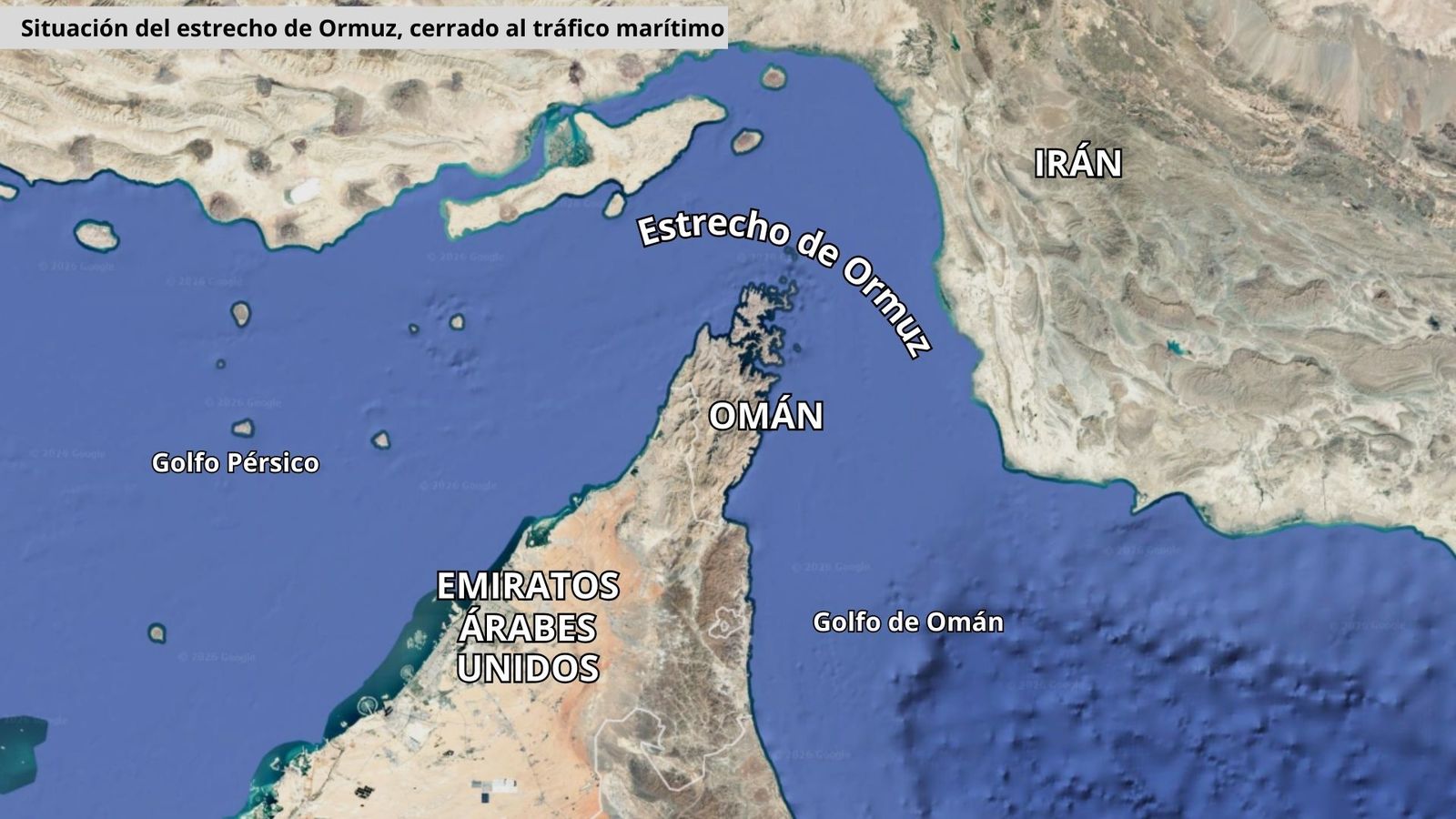 Ubicación del estrecho de Ormuz