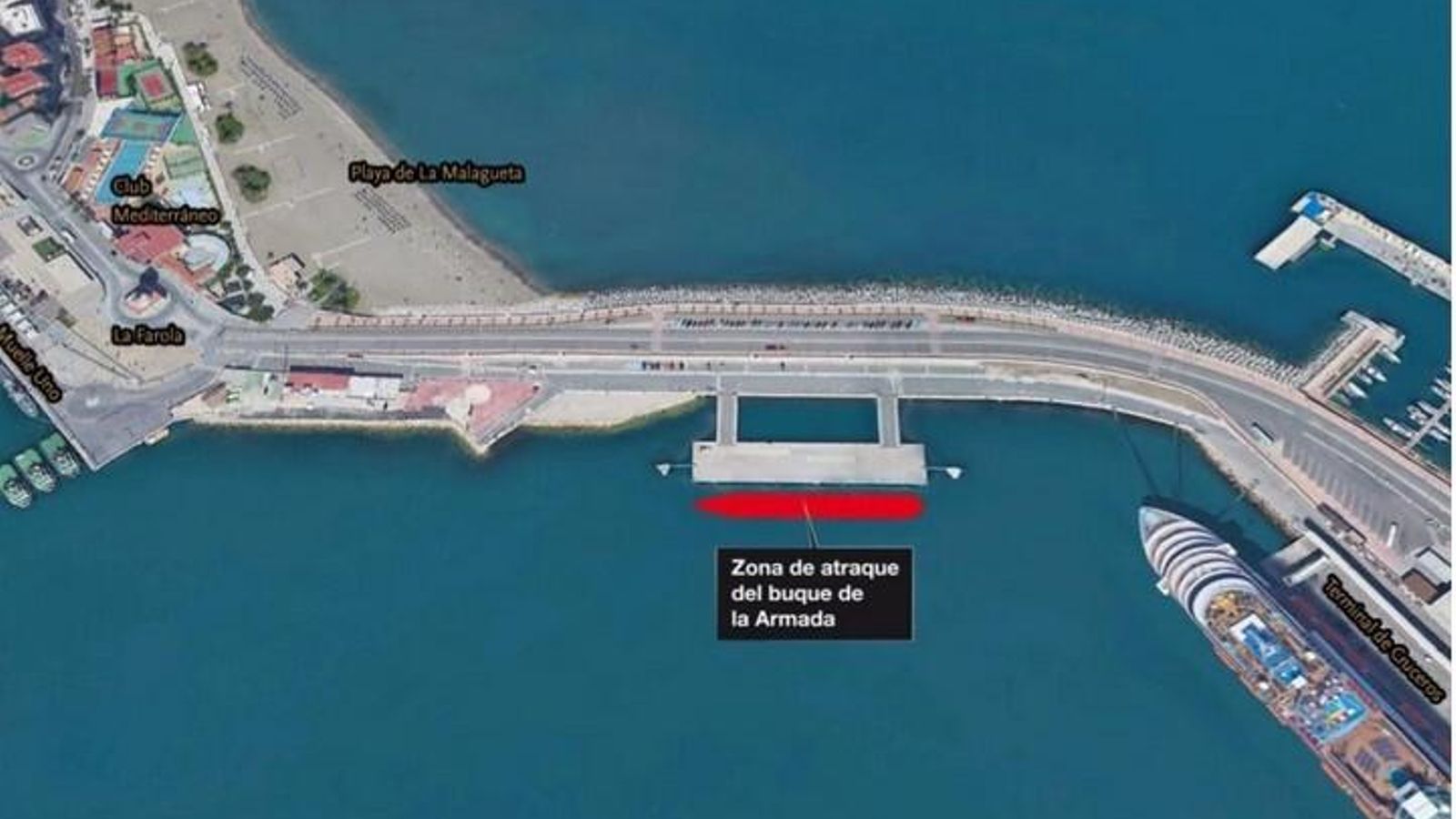 Punto de atraque para el desembarco de la Legión.