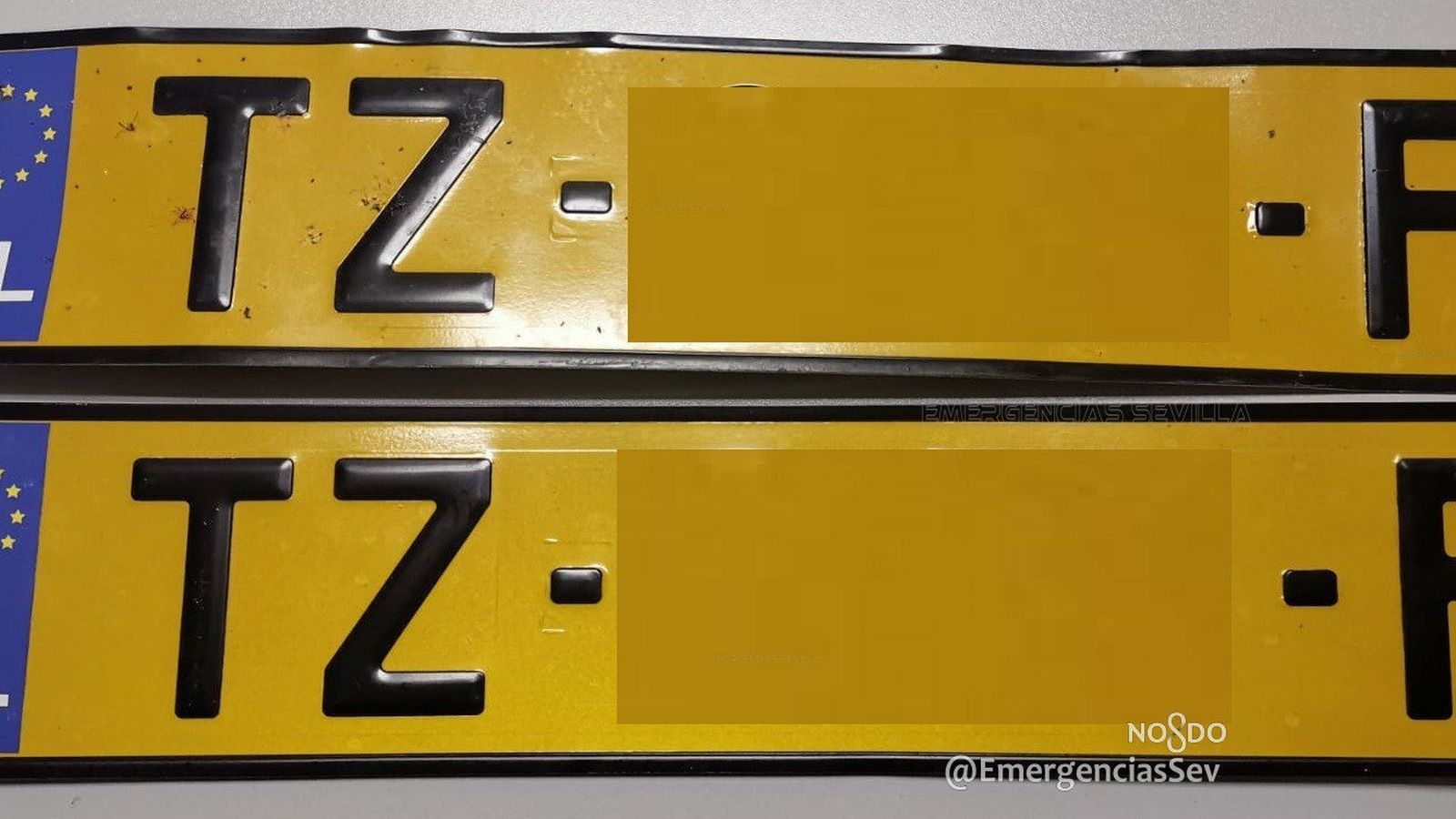 Matrículas falsas del coche de alta gama detectado en la Avenida de la Paz.