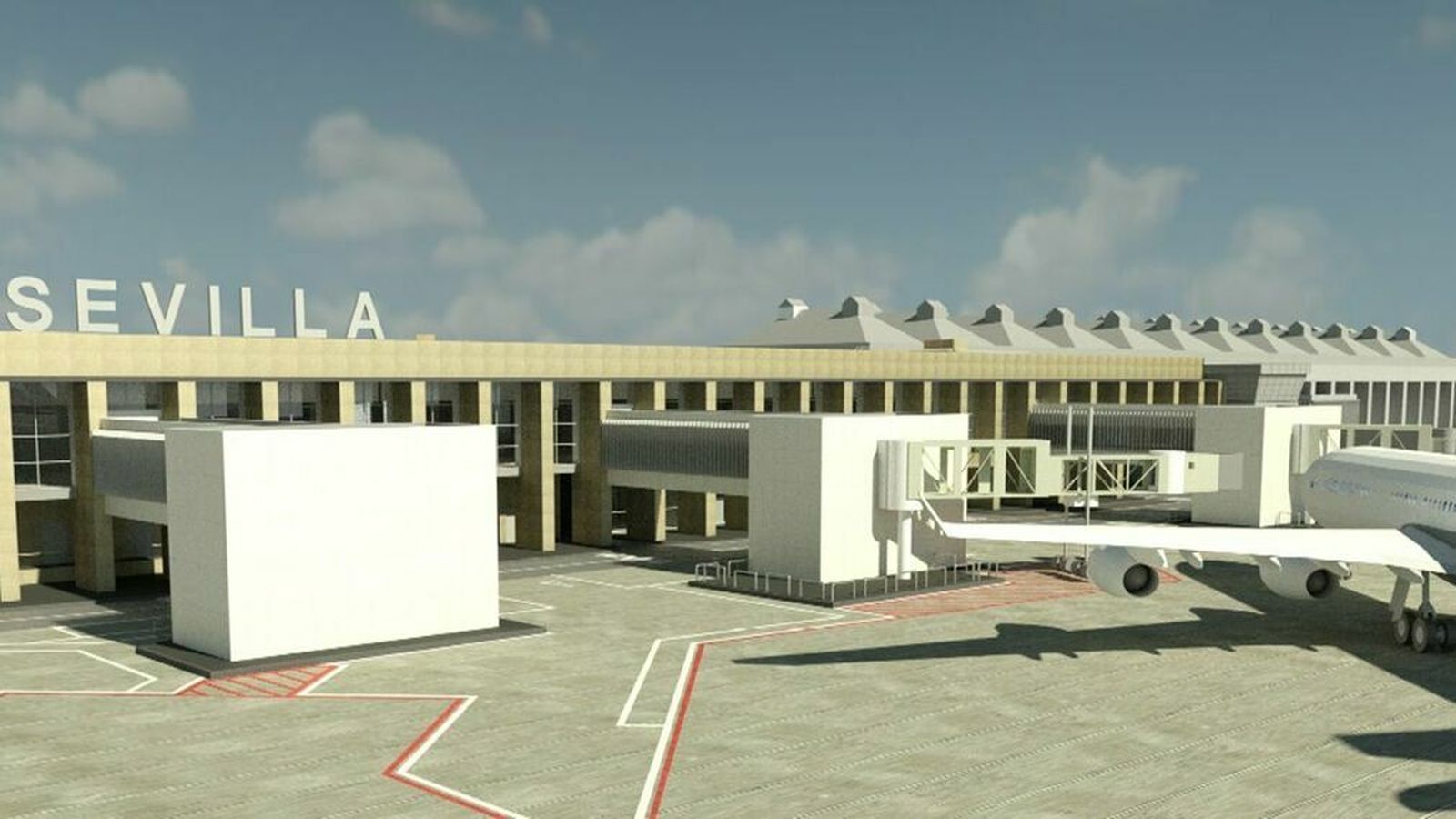 Recreación virtual de la reforma del aeropuerto de Sevilla.