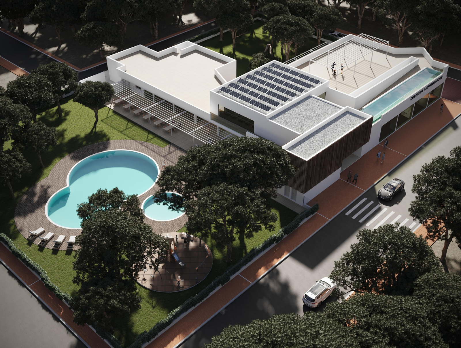 Vista área de cómo quedaría el nuevo Club Social y Deportivo.