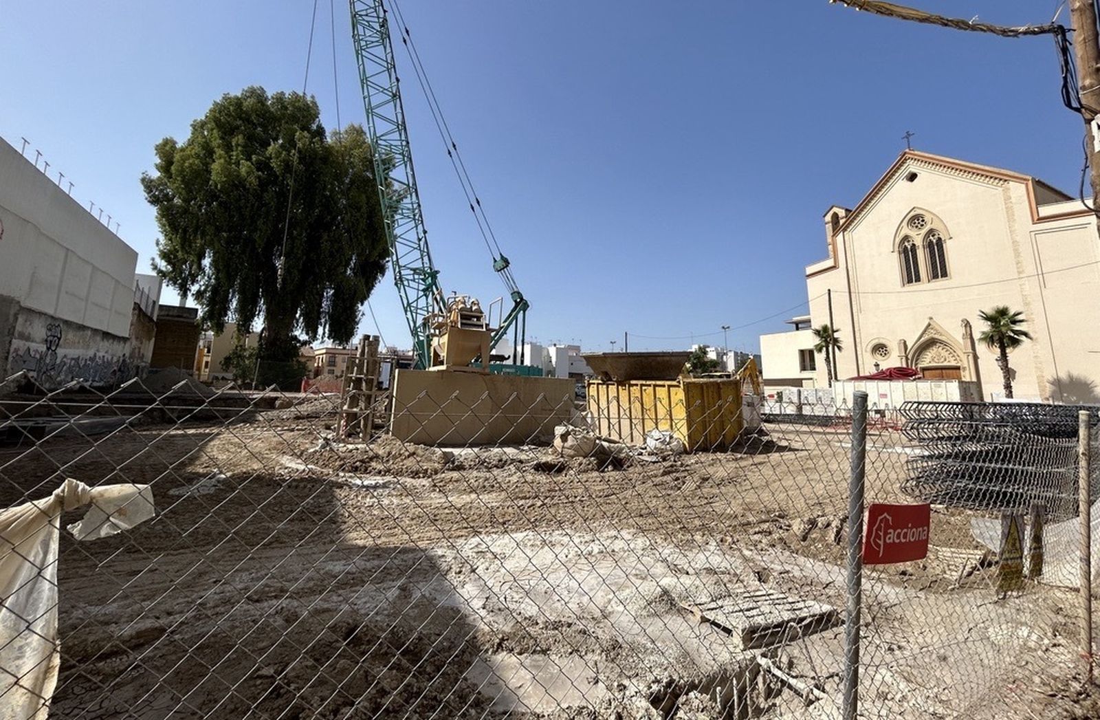 Estado actual de las obras en el solar del Valle, este domingo.