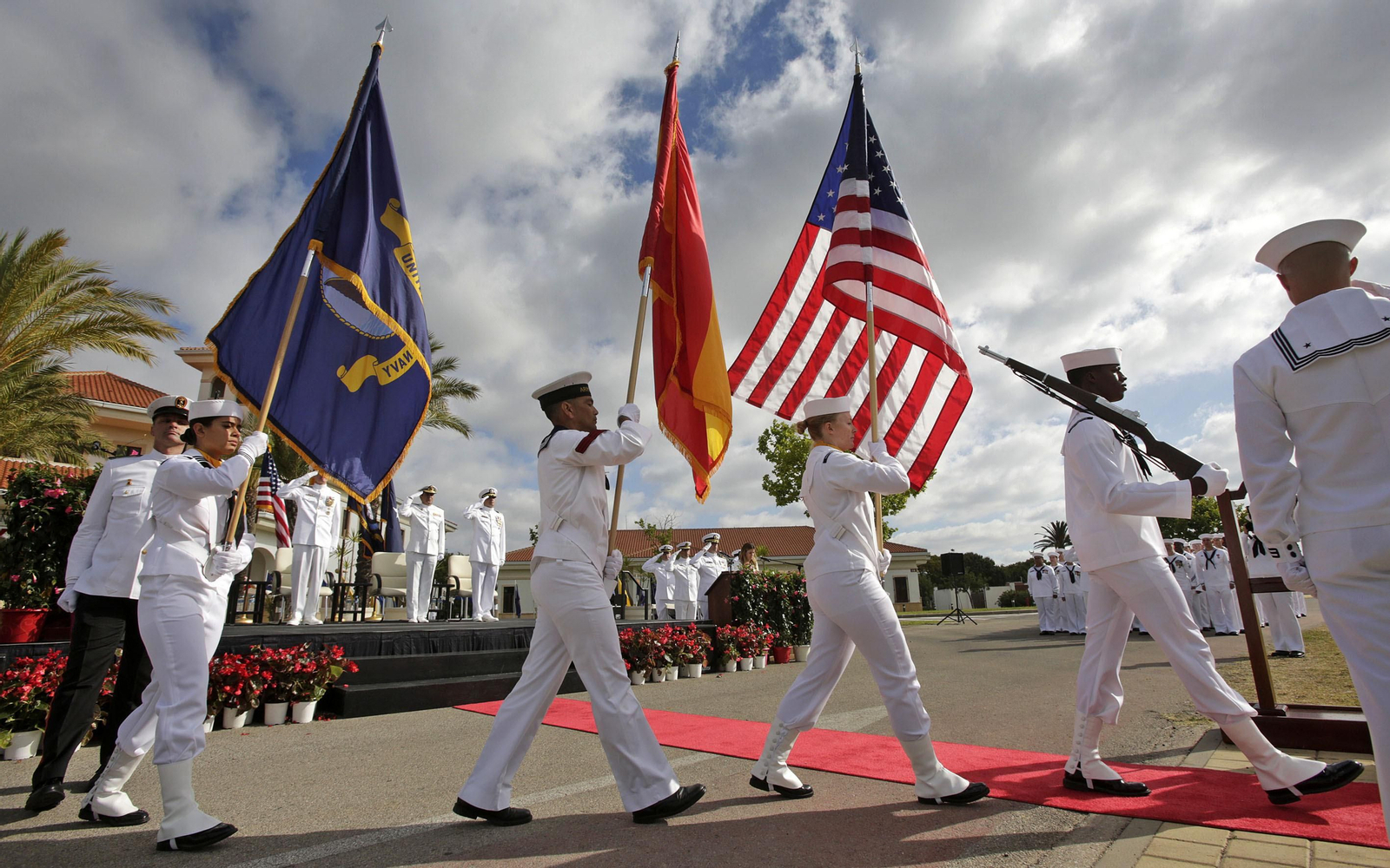 Acto de proclamación del nuevo jefe americano de la base naval de Rota