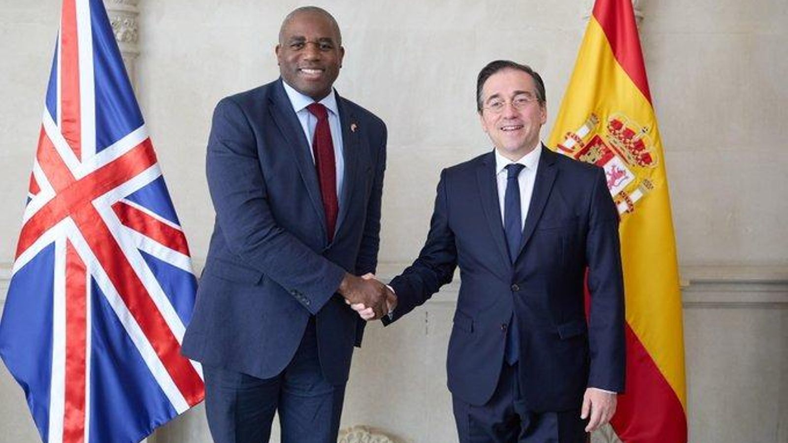 David Lammy y José Manuel Albares, este lunes.