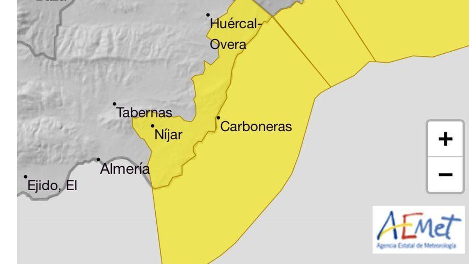 Aviso amarillo de Aemet.