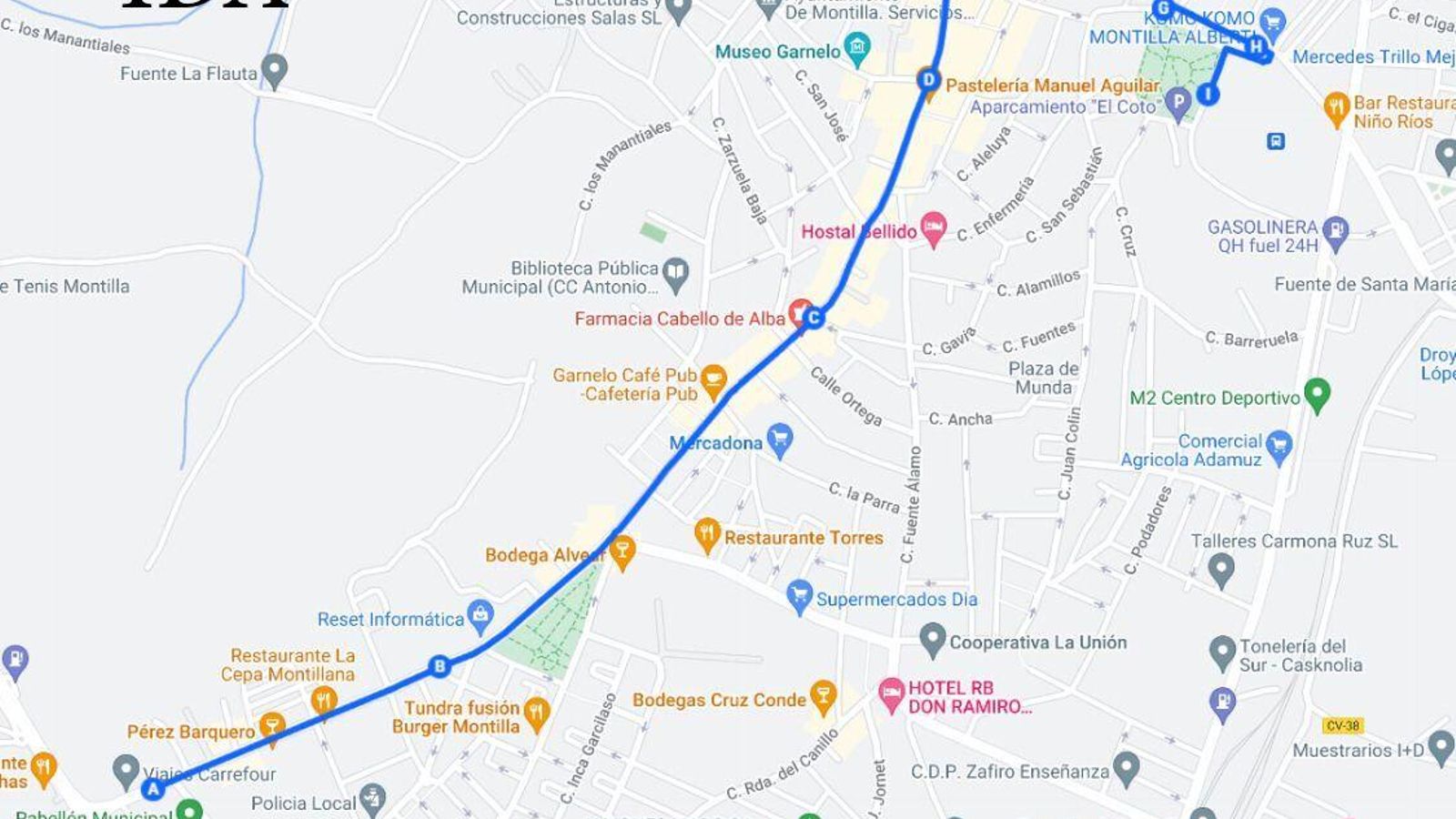 Recorrido de ida de la Gran Concentración de Imperios y Centurias Romanas en Montilla.