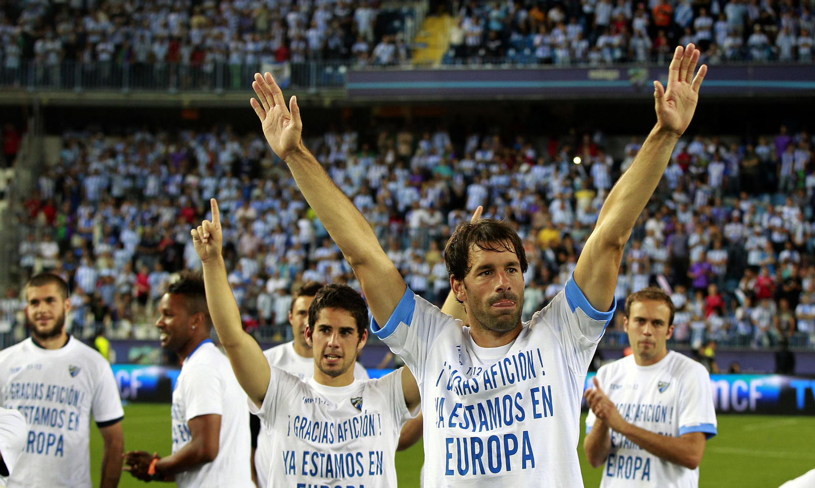 Isco y Van Nistelrooy, tras la clasificación para la Champions.