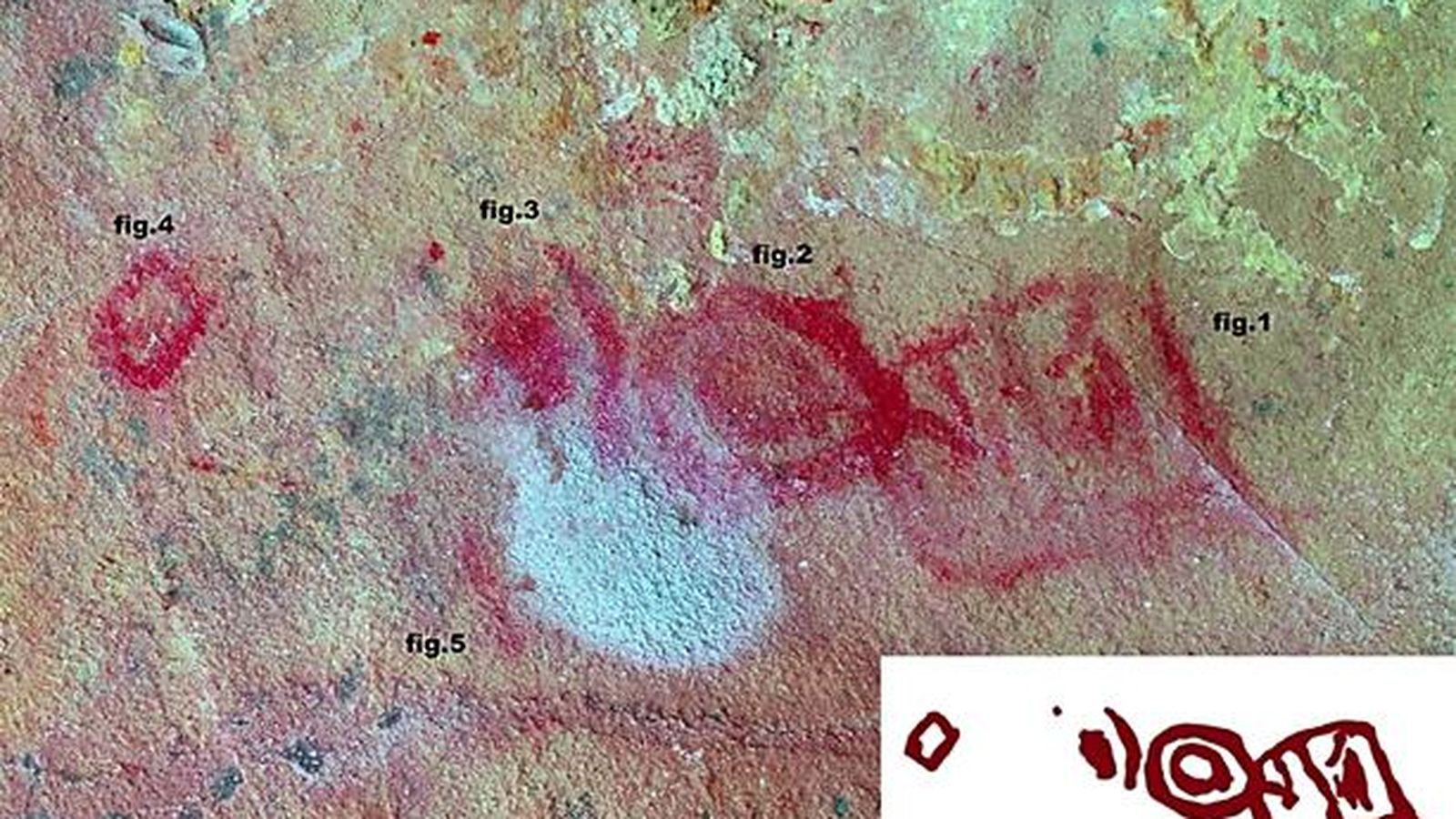 Panel B, con petroglifoides de tendencia oval