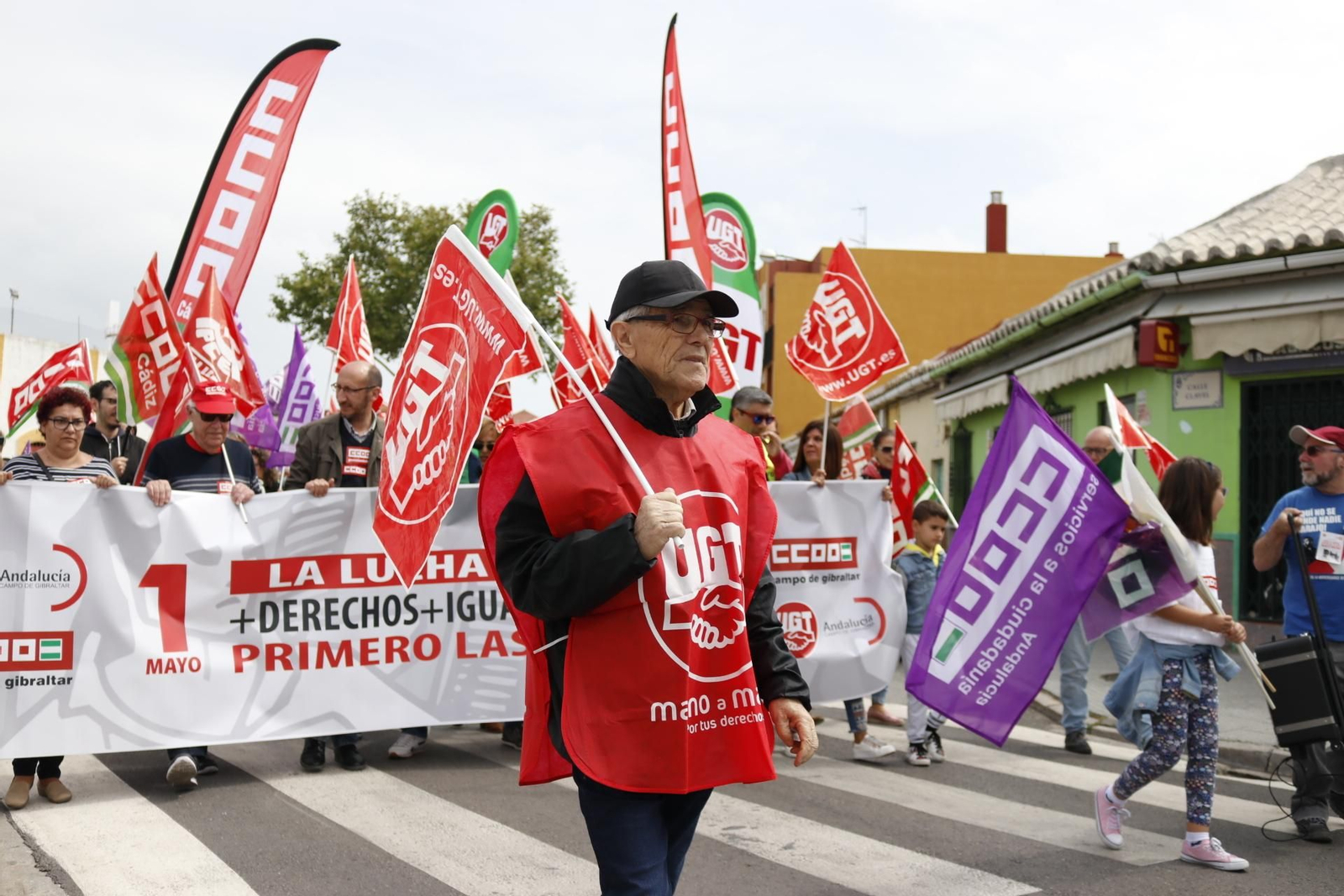 La manifestación por el Día del Trabajador en La Línea
