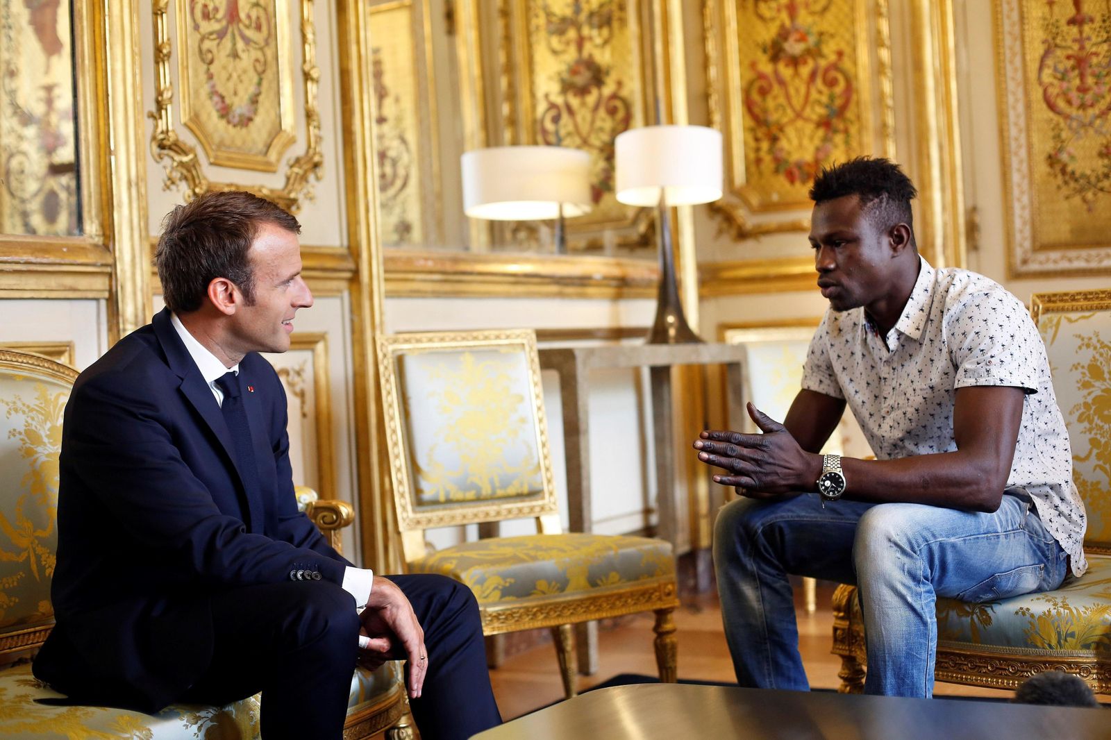 Mamadou durante su reunión con Macron en el Eliseo.