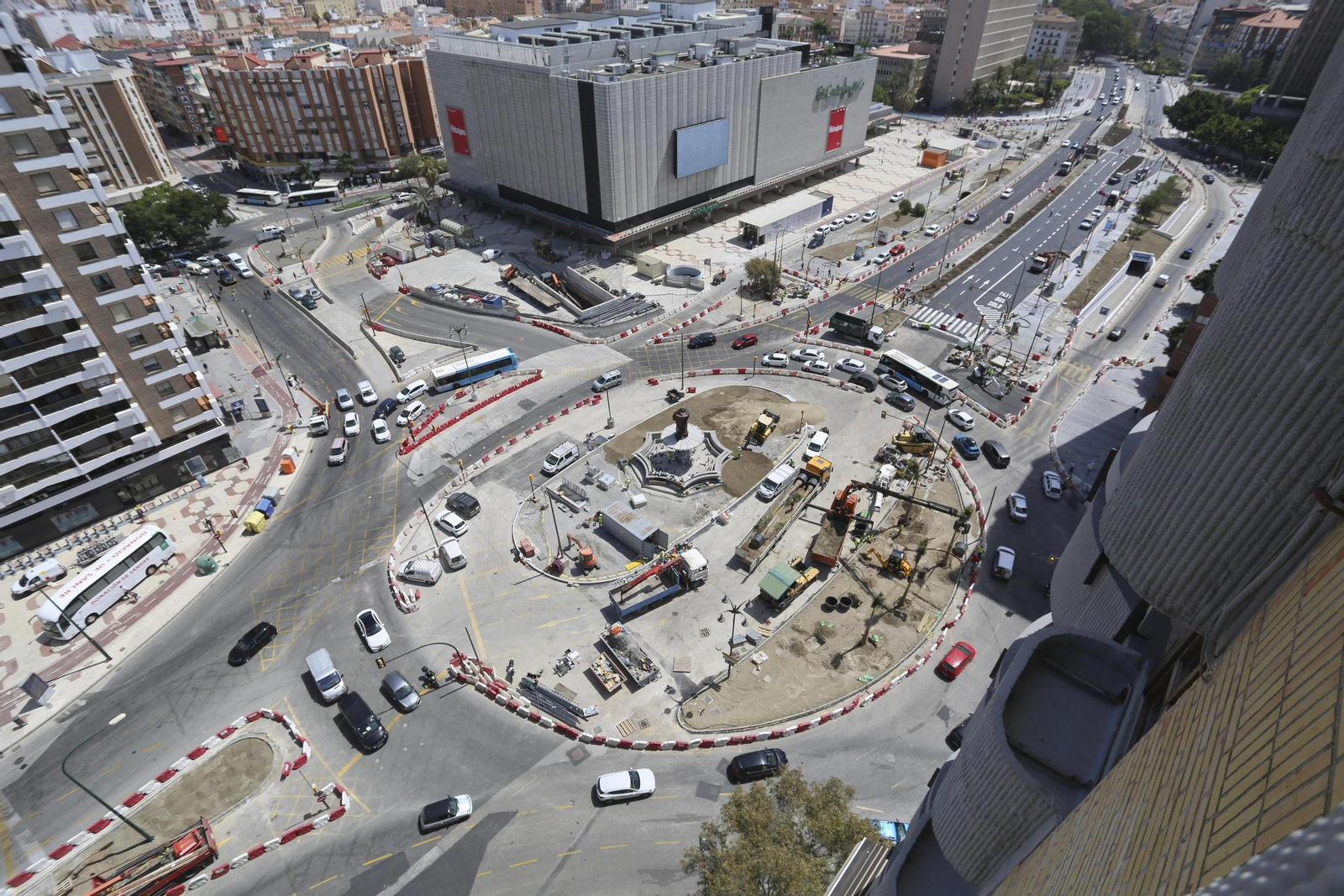 Fotos de la reurbanización del Metro de Málaga, a vista de pájaro.