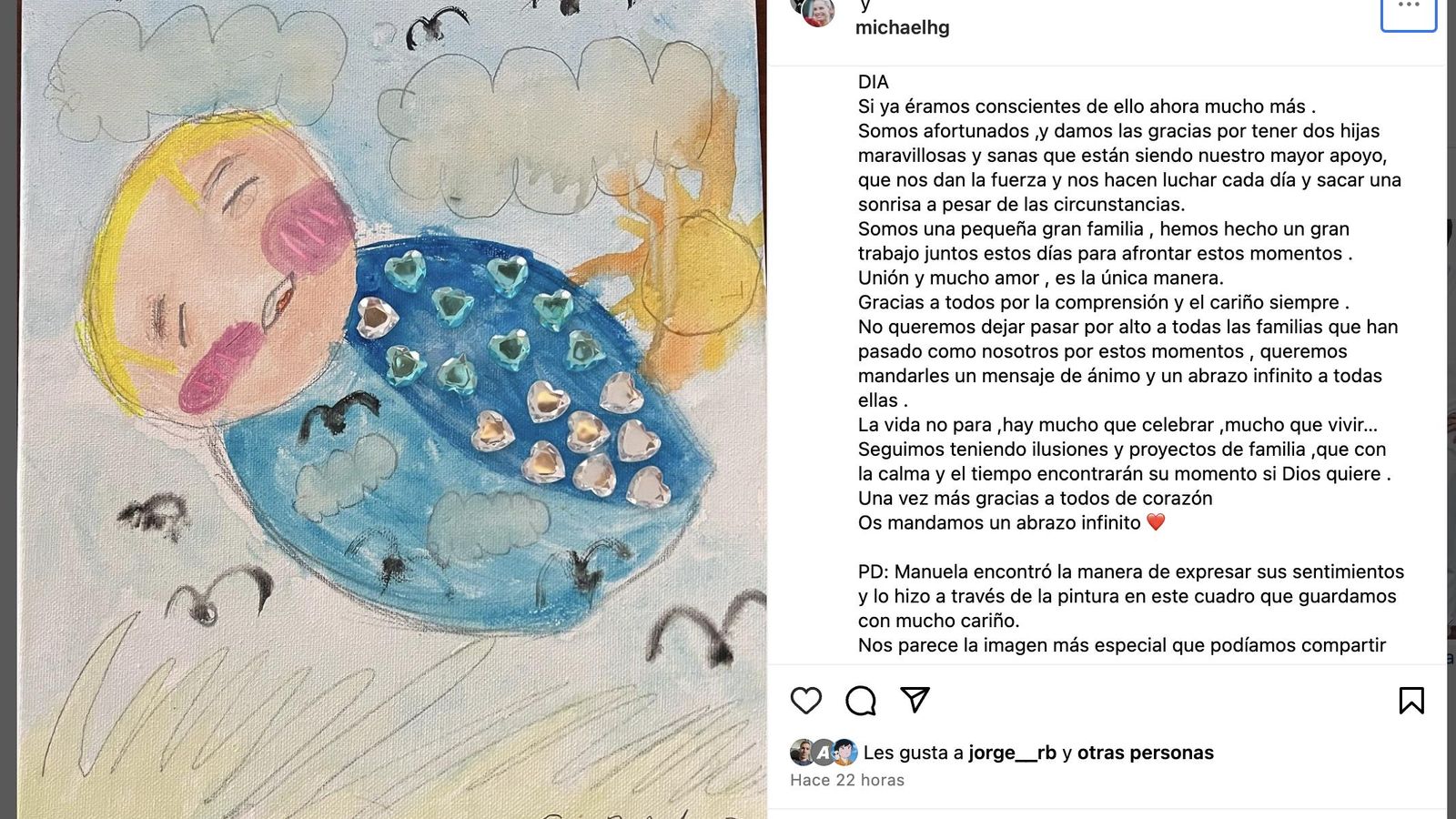 El dibujo de Manuela, hija de Soraya Arnelas
