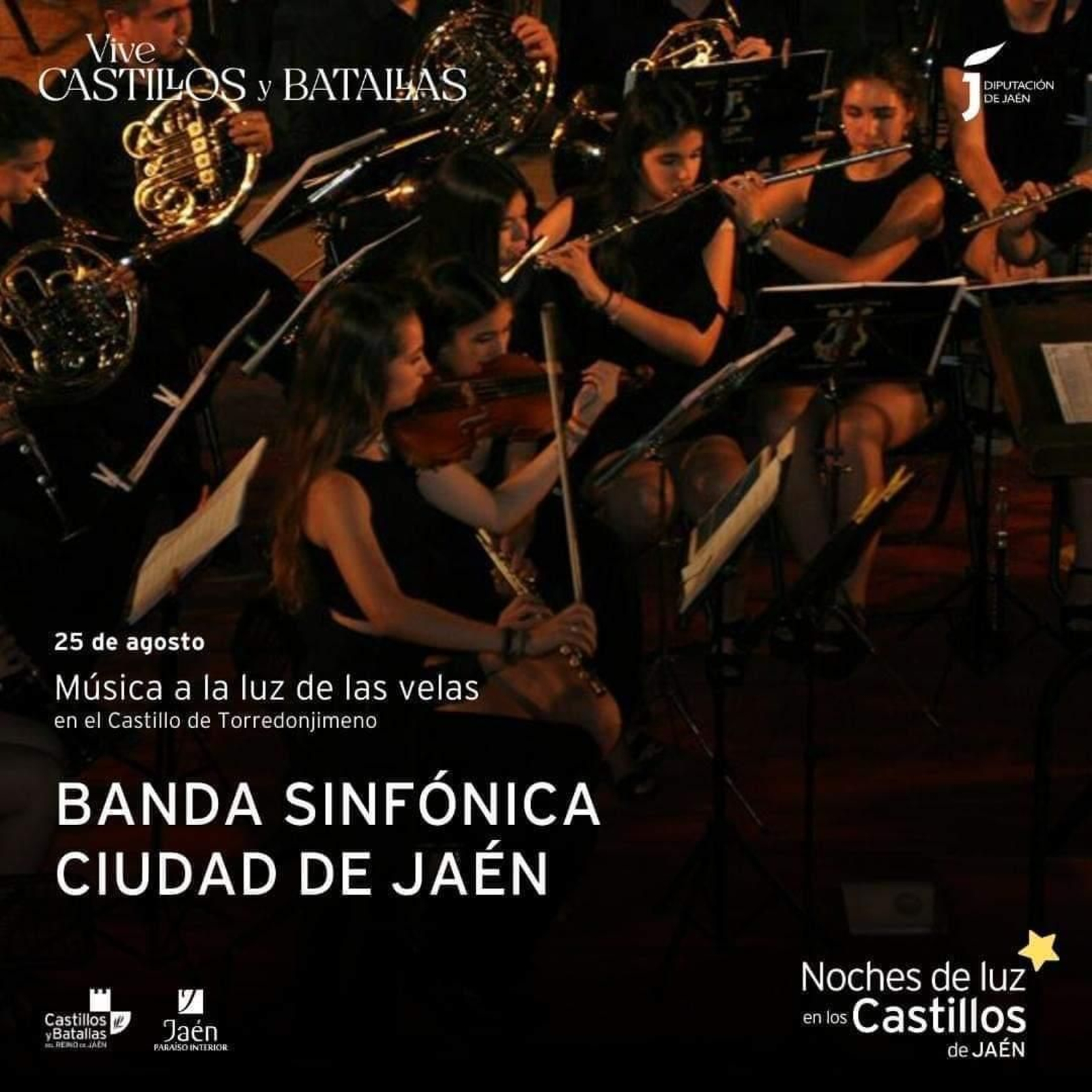 Cartel de la próxima cita con la Música a la luz de las velas en Torredonjimeno.