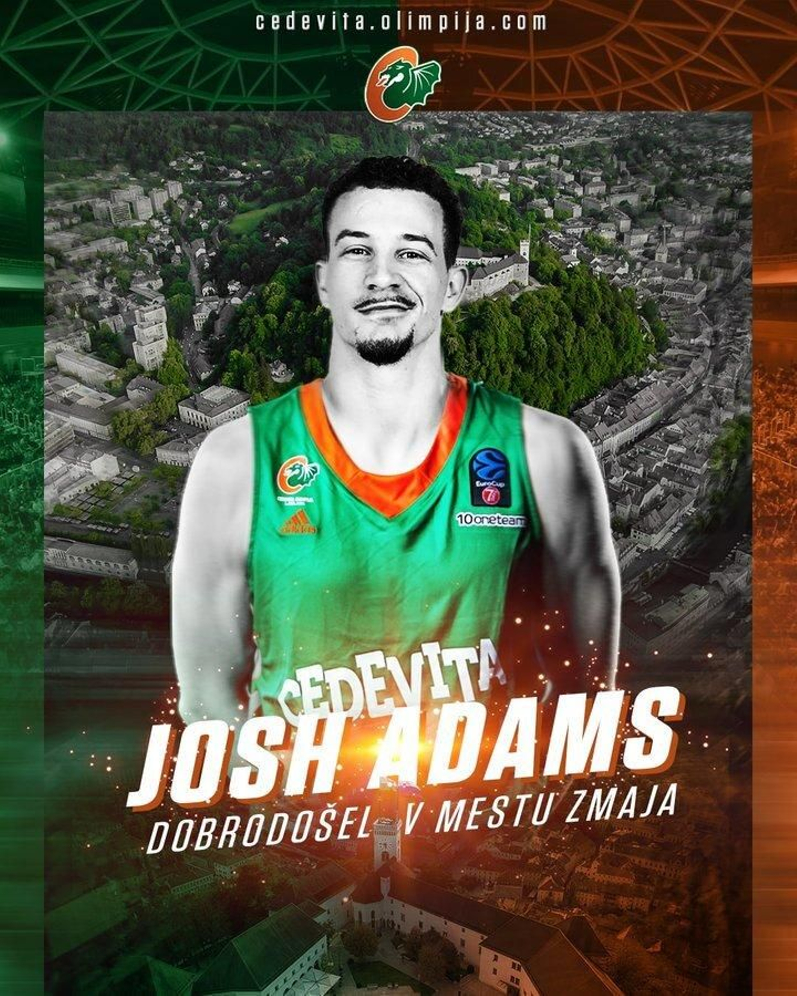 Josh Adams regresa a Europa para jugar la Eurocup con el Olimpija Cedevita.