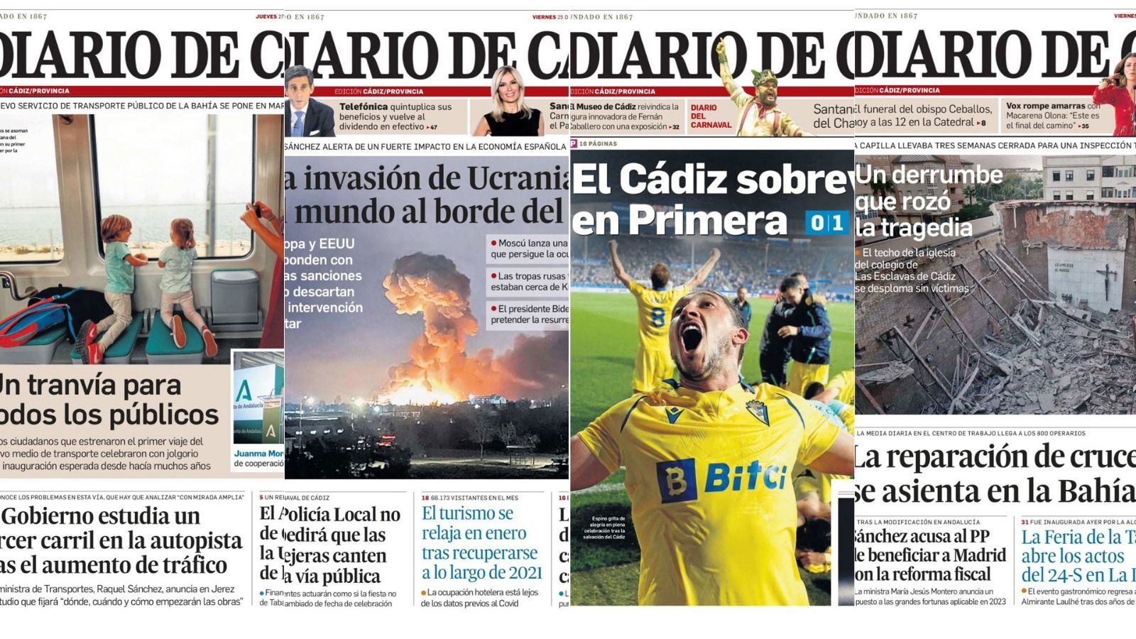 Las 22 portadas de Diario de Cádiz de 2022