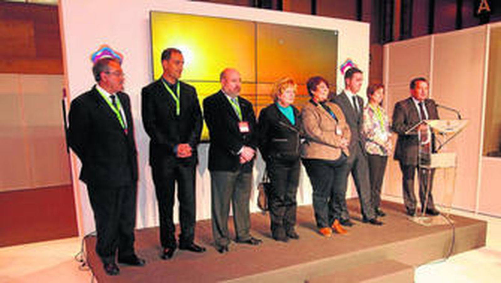 Alcaldes de la Mancomunidad de Municipios del Valle del Almanzora en la presentación de su programación turística en Fitur 2013.