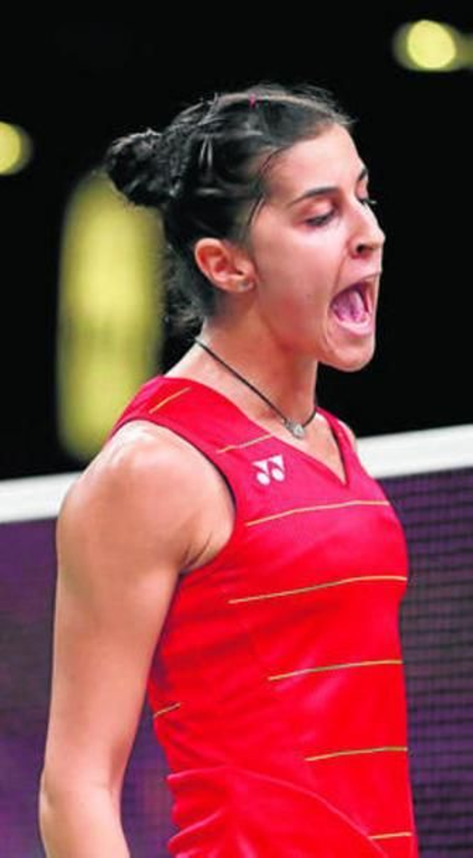 Carolina celebra un punto de la final olímpica de ayer.