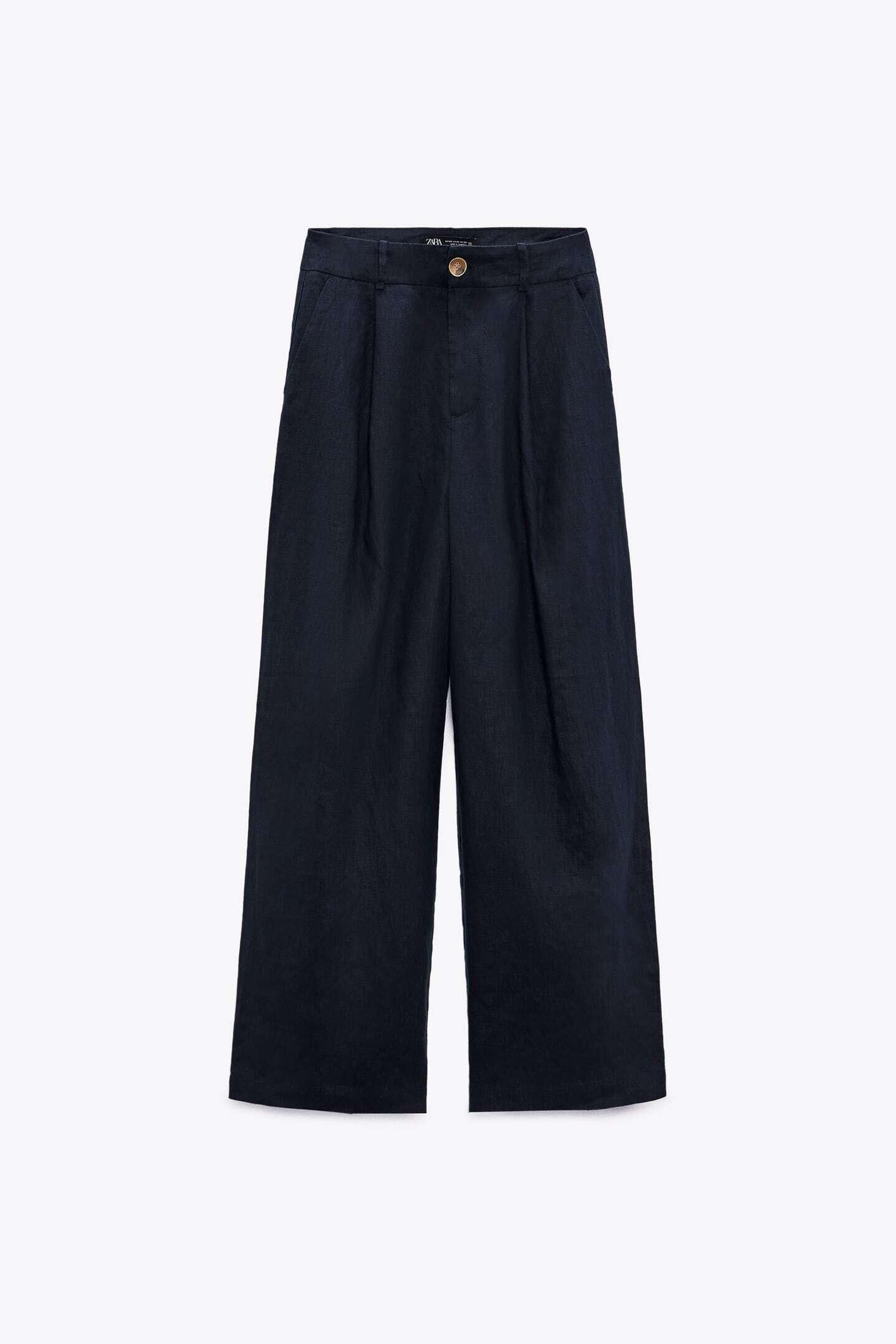Pantalones anchos de lino de Zara.