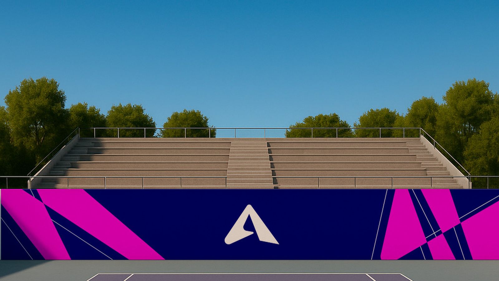 Infografía de cómo quedaría el logotipo realizado de Nacho Herrera a Carlos Alcaraz en una pista de tenis