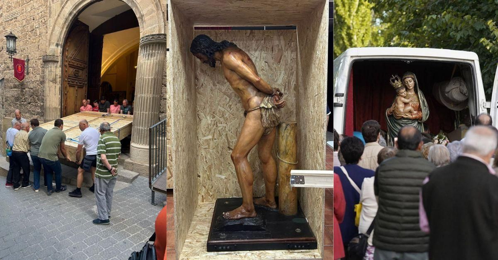 Traslado de algunas de las imágenes participantes en el Rosario Magno Diocesano.