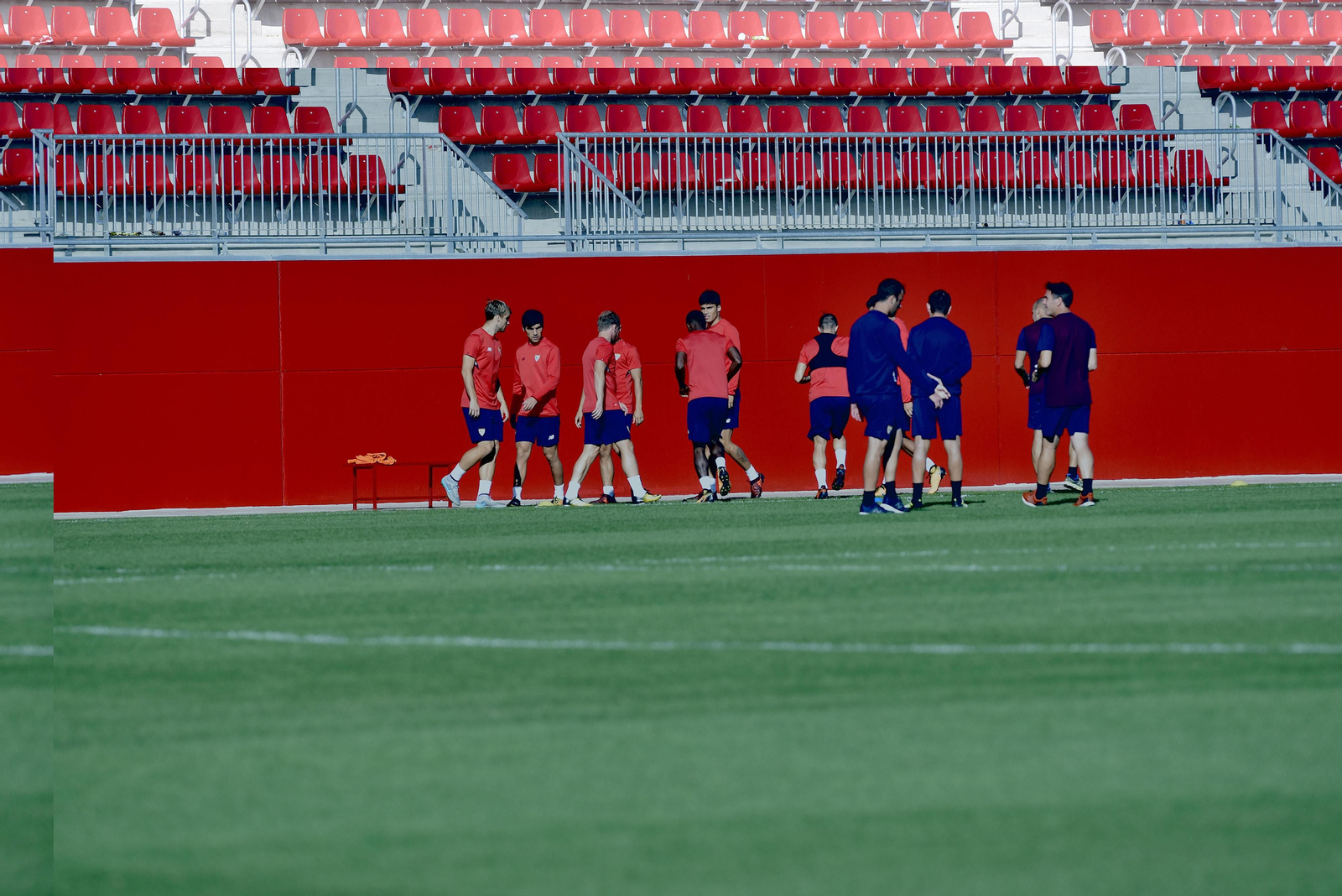 Una imagen del entrenamiento de ayer en la ciudad deportiva José Ramón Cisneros.