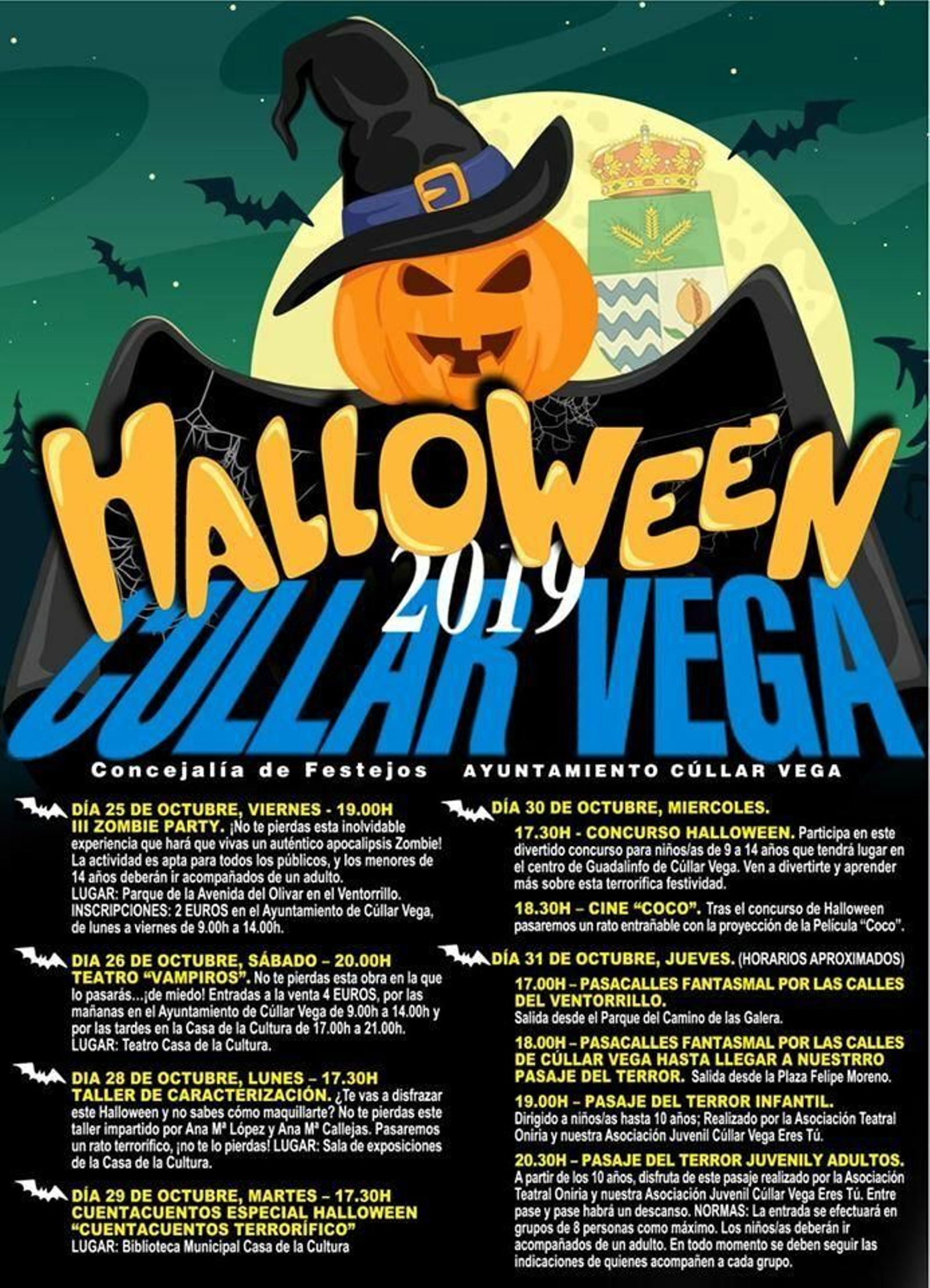 Cúllar Vega presenta un amplio cartel de actividades para la noche de Halloween.