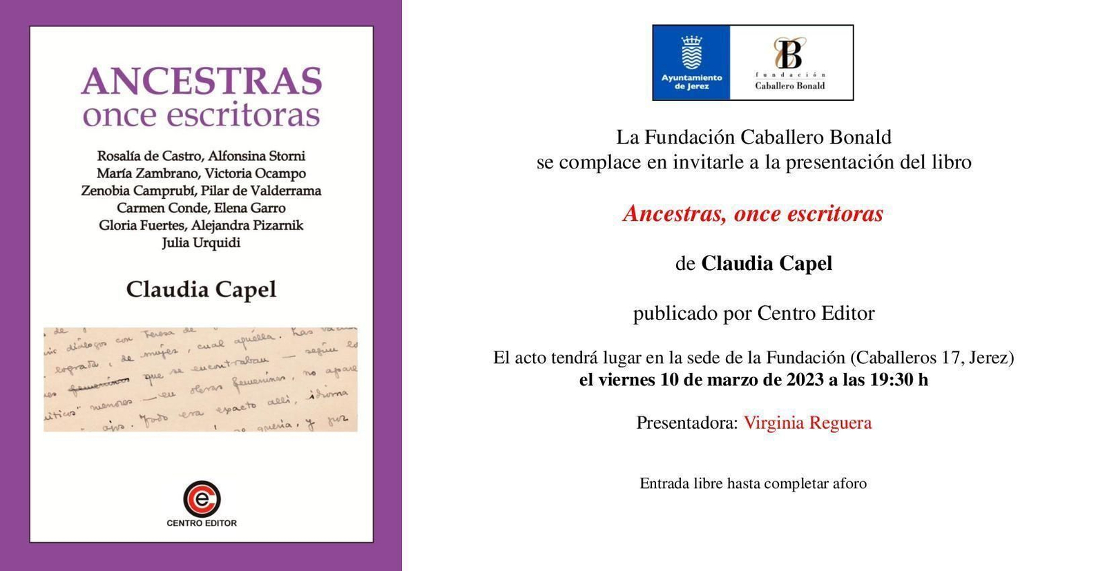 Presentación del libro 'Ancestras, once escritoras'
