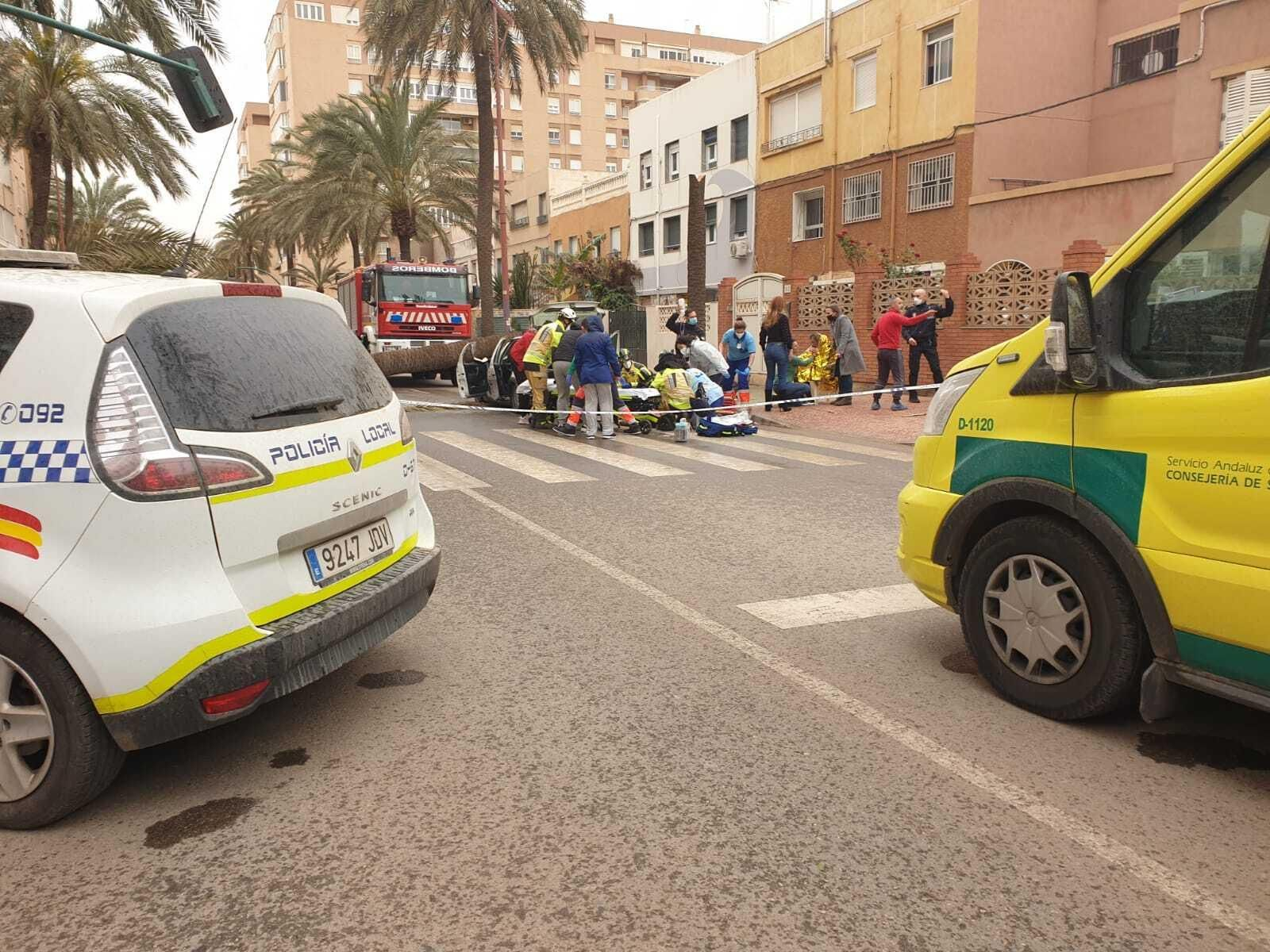 Una palmera causa un brutal accidente en Almería