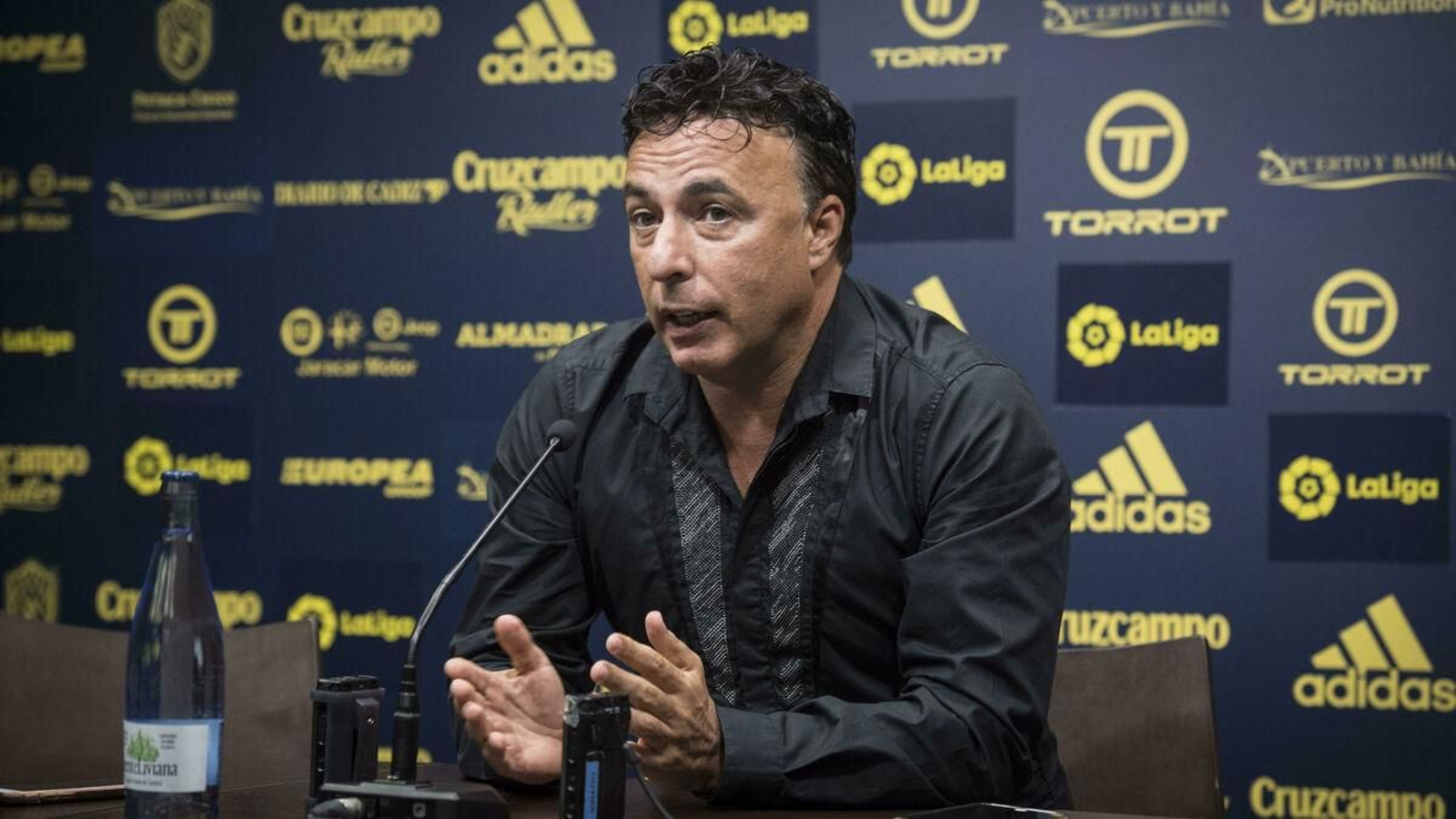Quique Pina, en la sala de prensa del estadio en una imagen de archivo.