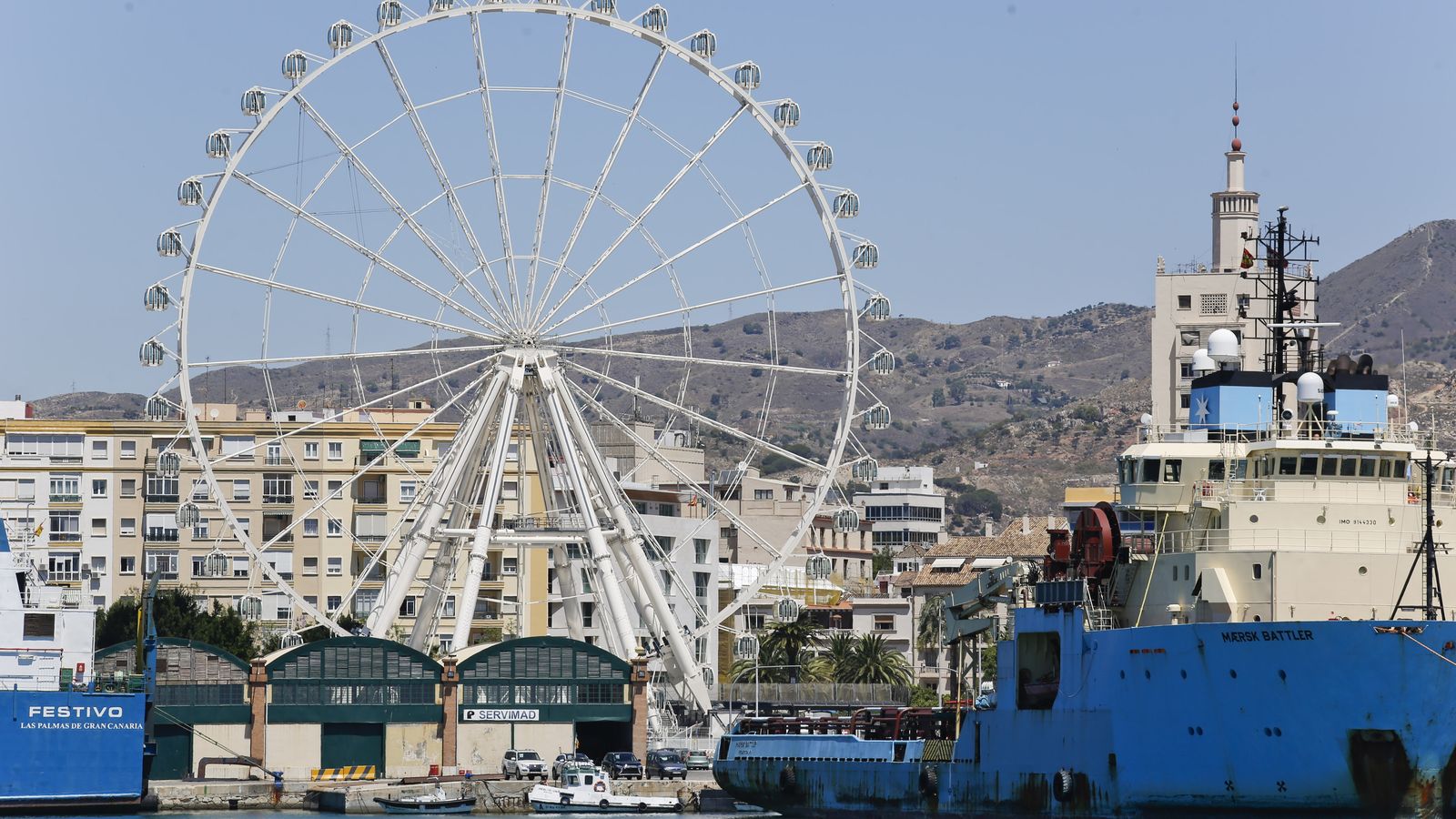 Vista de la noria original del puerto, que fue desmontada.