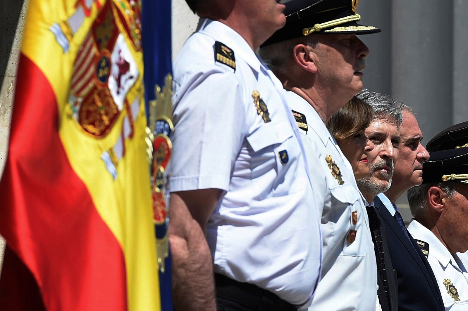 Marlaska, ministro del Interior (segundo por la derecha), en un acto de la Policía Nacional en Madrid.