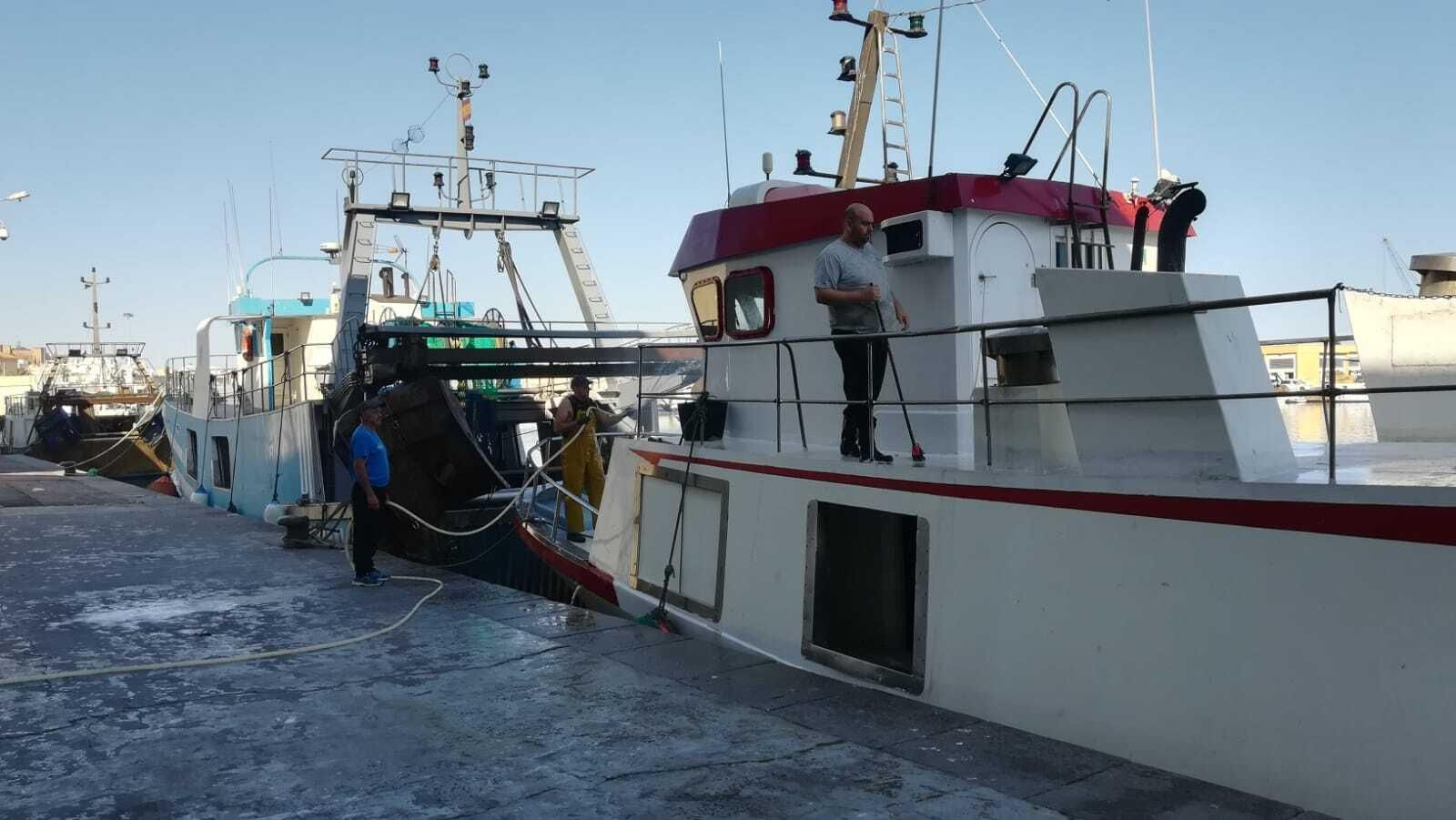 Pesqueros a su llegada a la lonja almeriense tras la faena en la mar