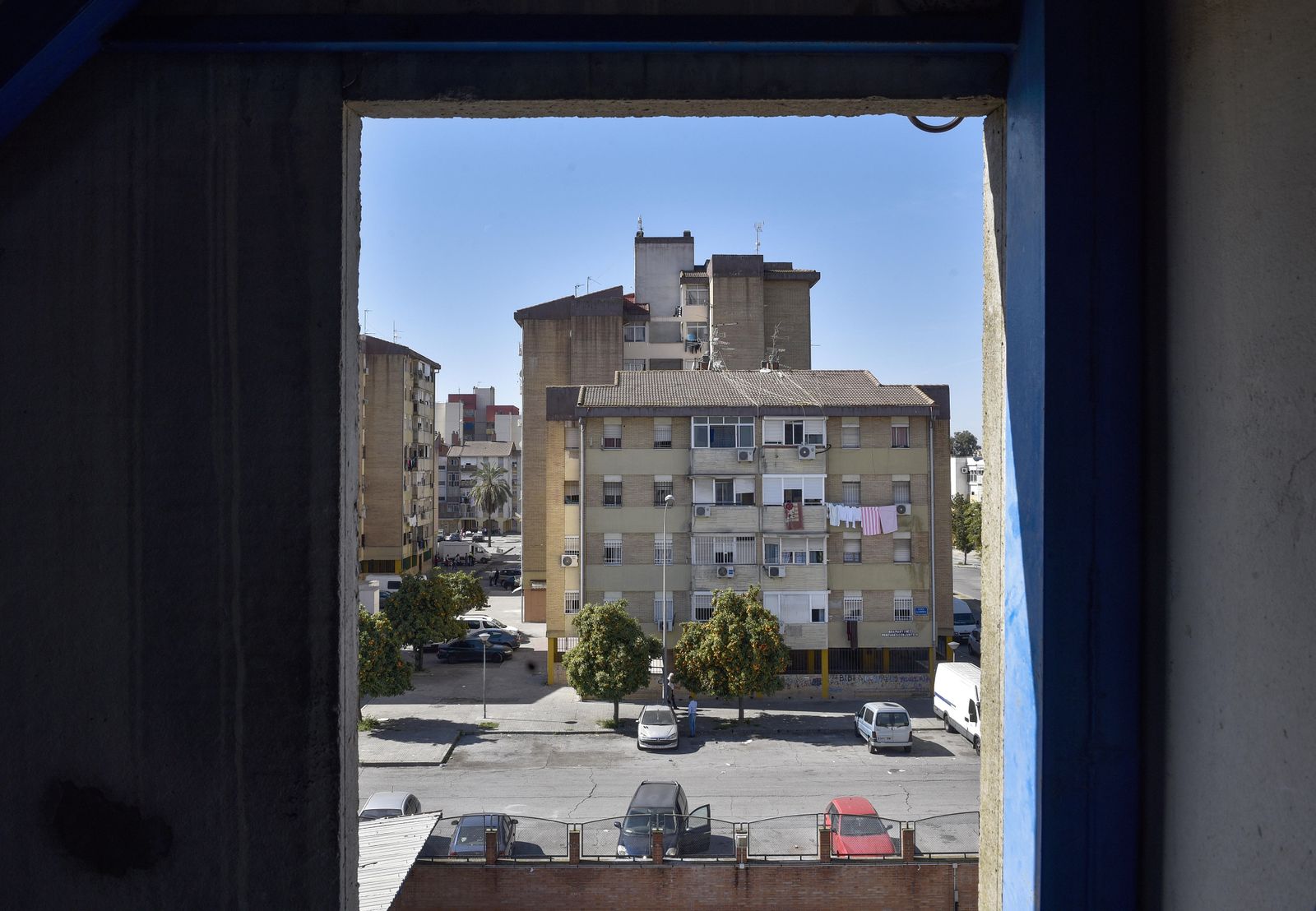 La barriada Martínez Montañés, vista desde la torre del Parque de Bomberos.