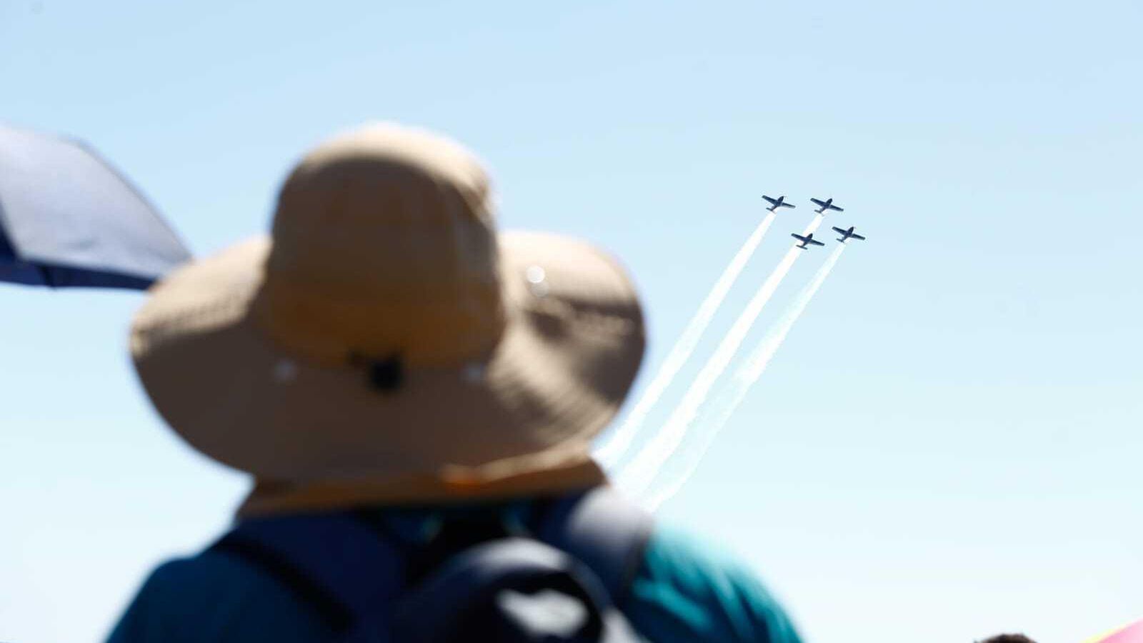 Algunas de las aeronaves participantes en el entrenamiento de este sábado.