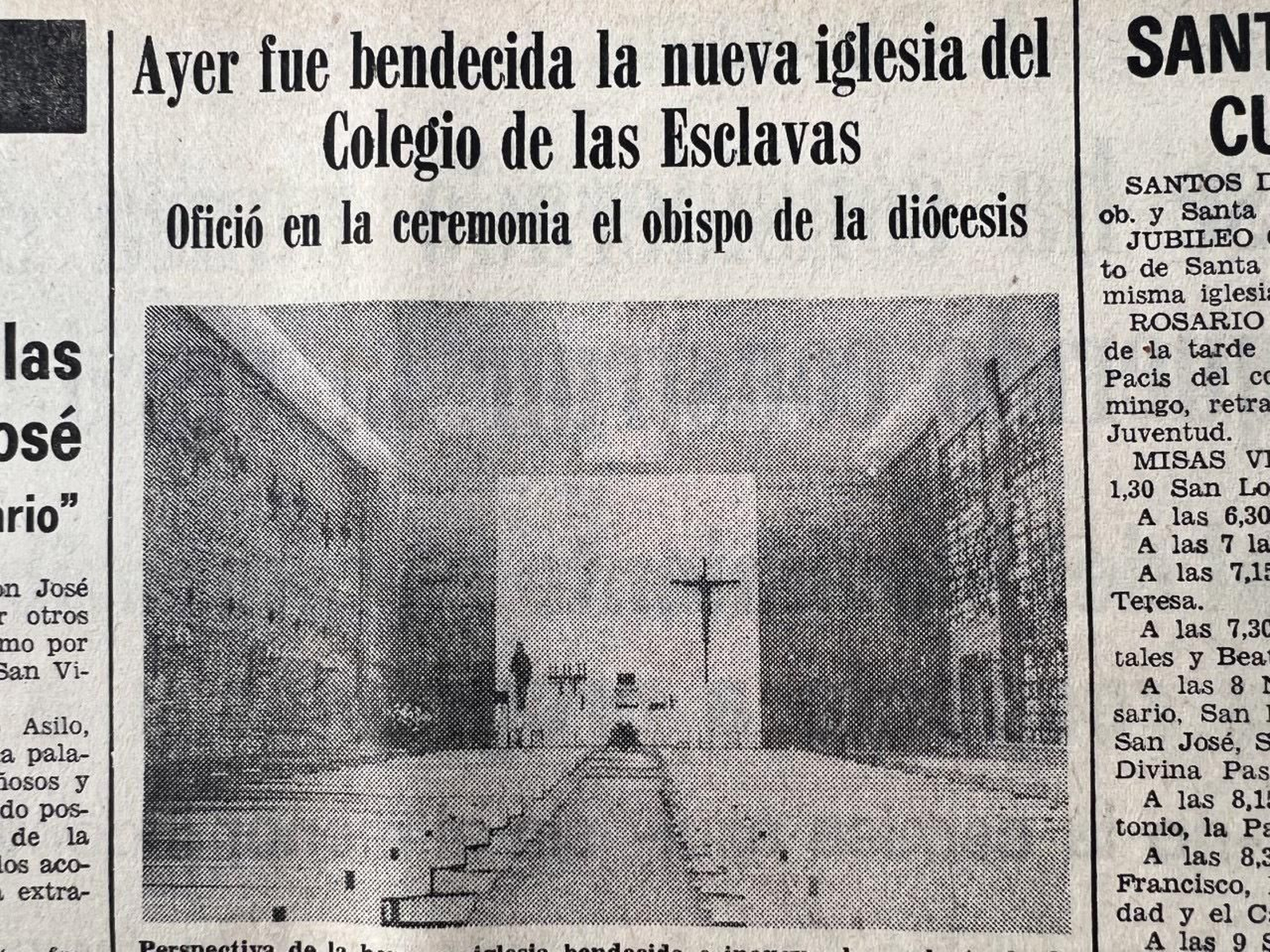Recorte de ‘Diario de Cádiz’ del 19 de marzo de 1968, cuando se inauguró la iglesia que ha sufrido estos días el desgraciado derrumbe. Recorte de ‘Diario de Cádiz’ del 19 de marzo de 1968, cuando se inauguró la iglesia que ha sufrido estos días el desgraciado derrumbe.