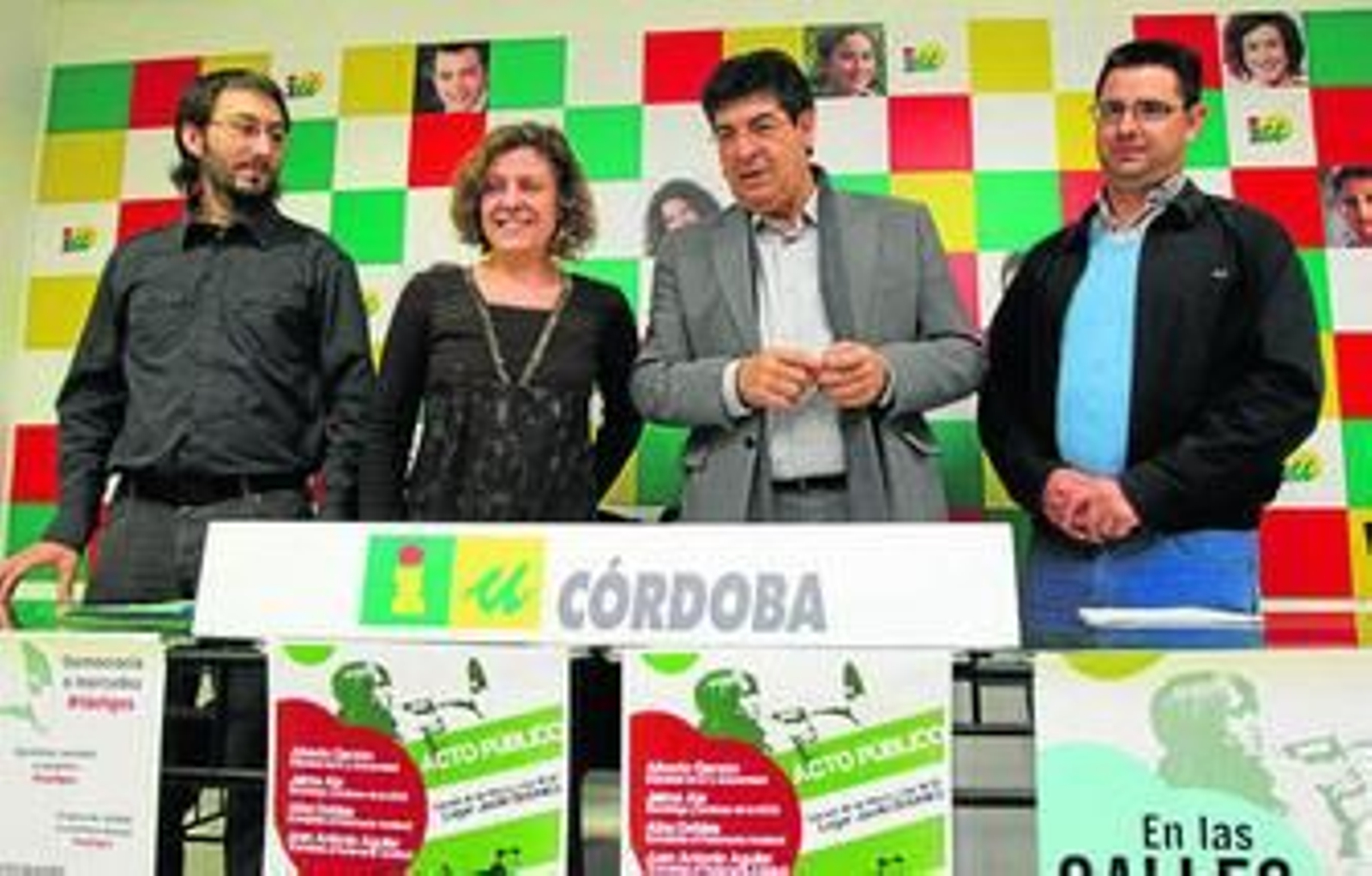 Aguilar, Doblas, Valderas y García, ayer en la sede de IU.
