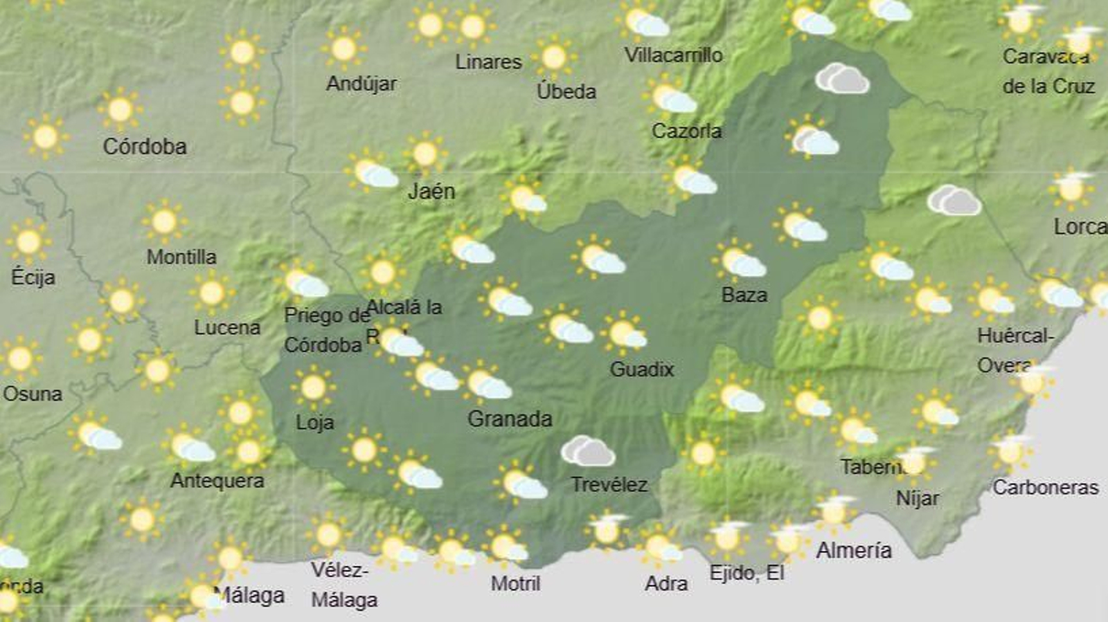 El Tiempo en Granada el 25 de agosto de 2025