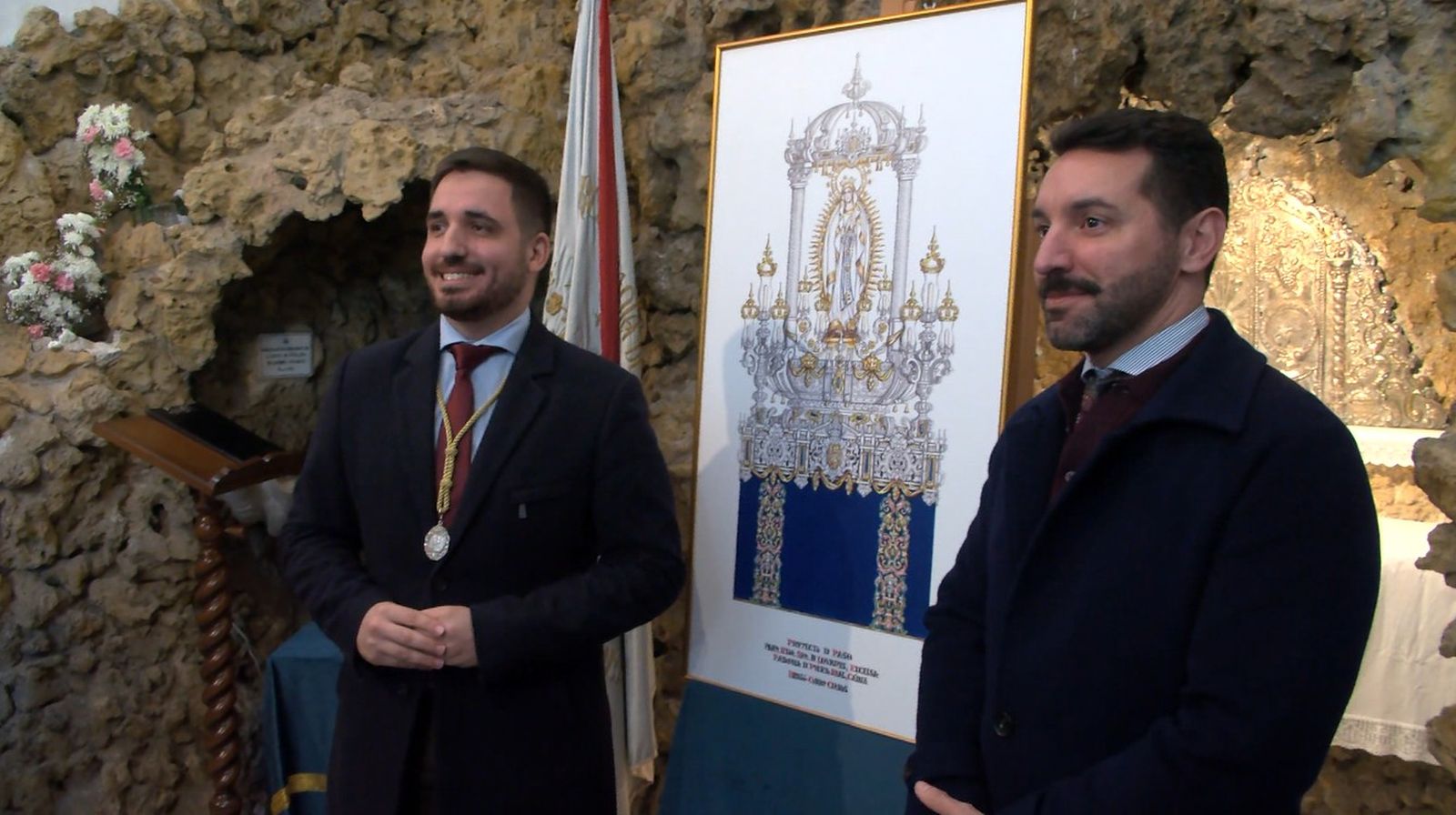 Esteban López y Curro Claros tras presentar el diseño del nuevo paso de la Patrona