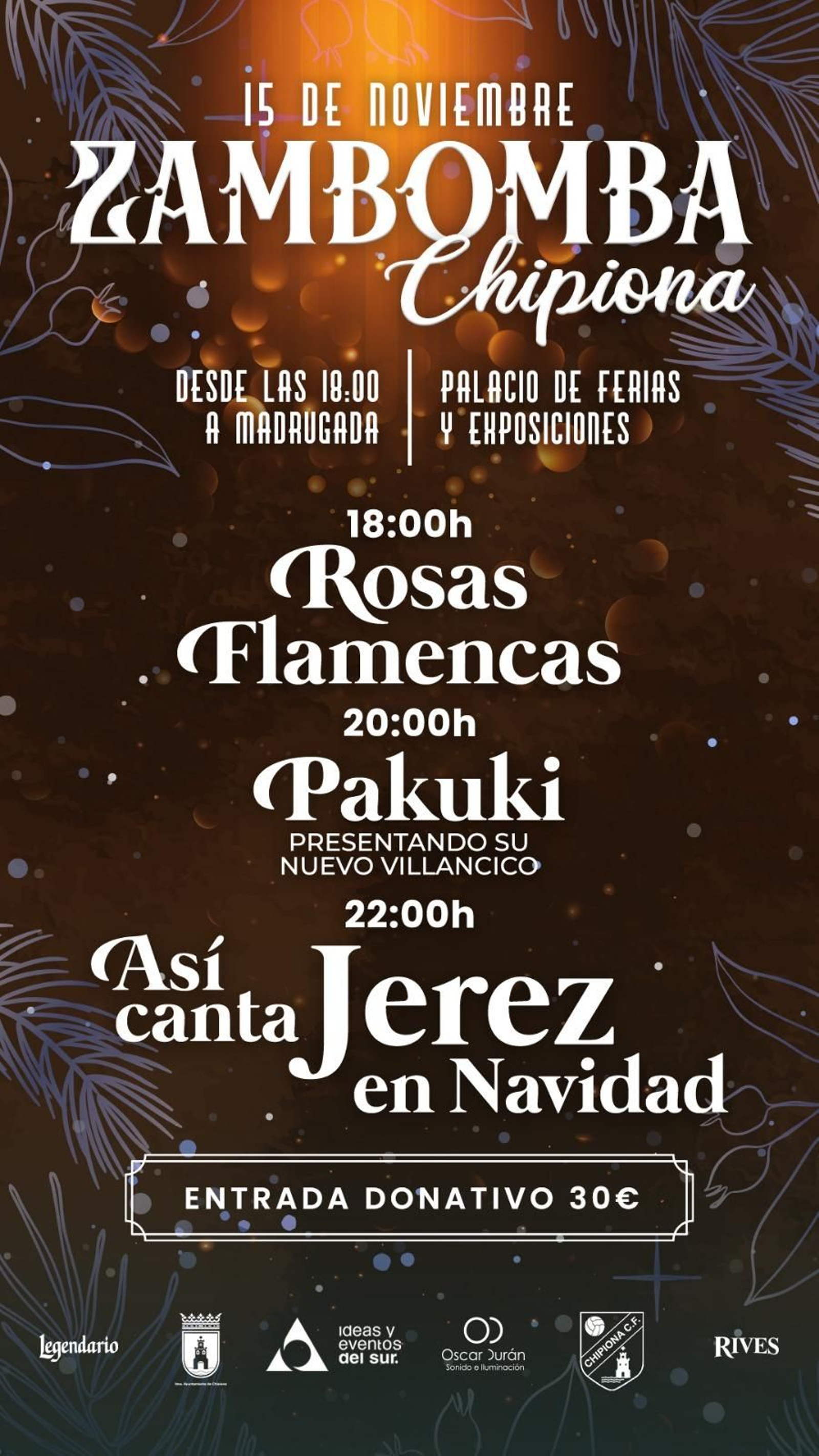 Cartel de la Zambomba Chipiona en la que actúa 'Así canta Jerez en Navidad'.