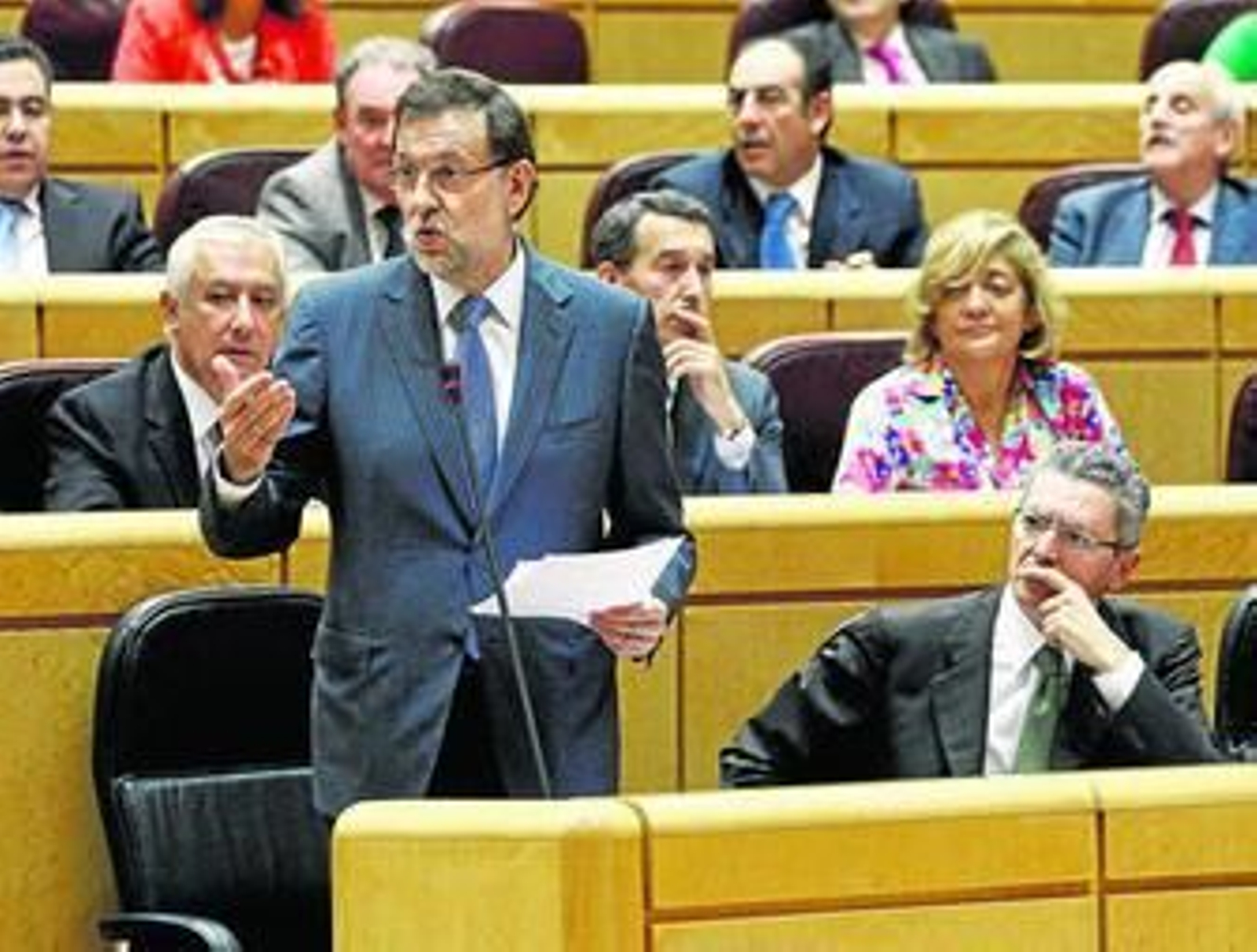 El presidente del Gobierno, Mariano Rajoy, ayer en el pleno del Senado.