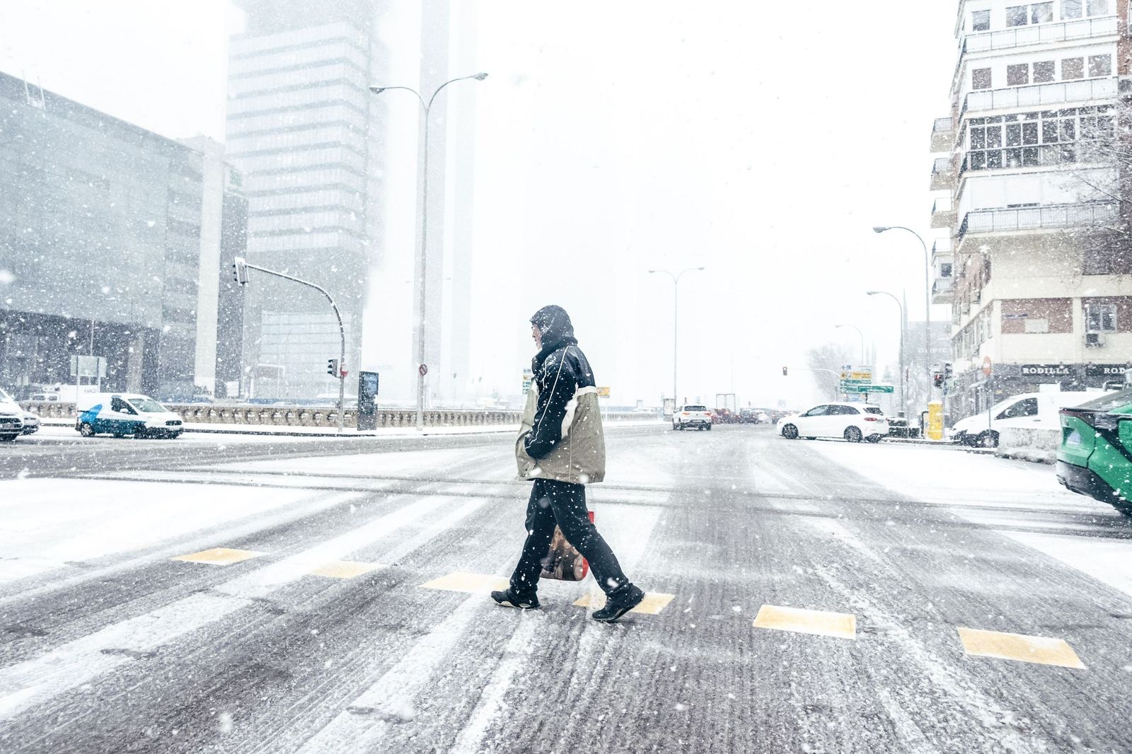 Imágenes de la nevada que ha dejado la borrasca Kristin en Madrid capital