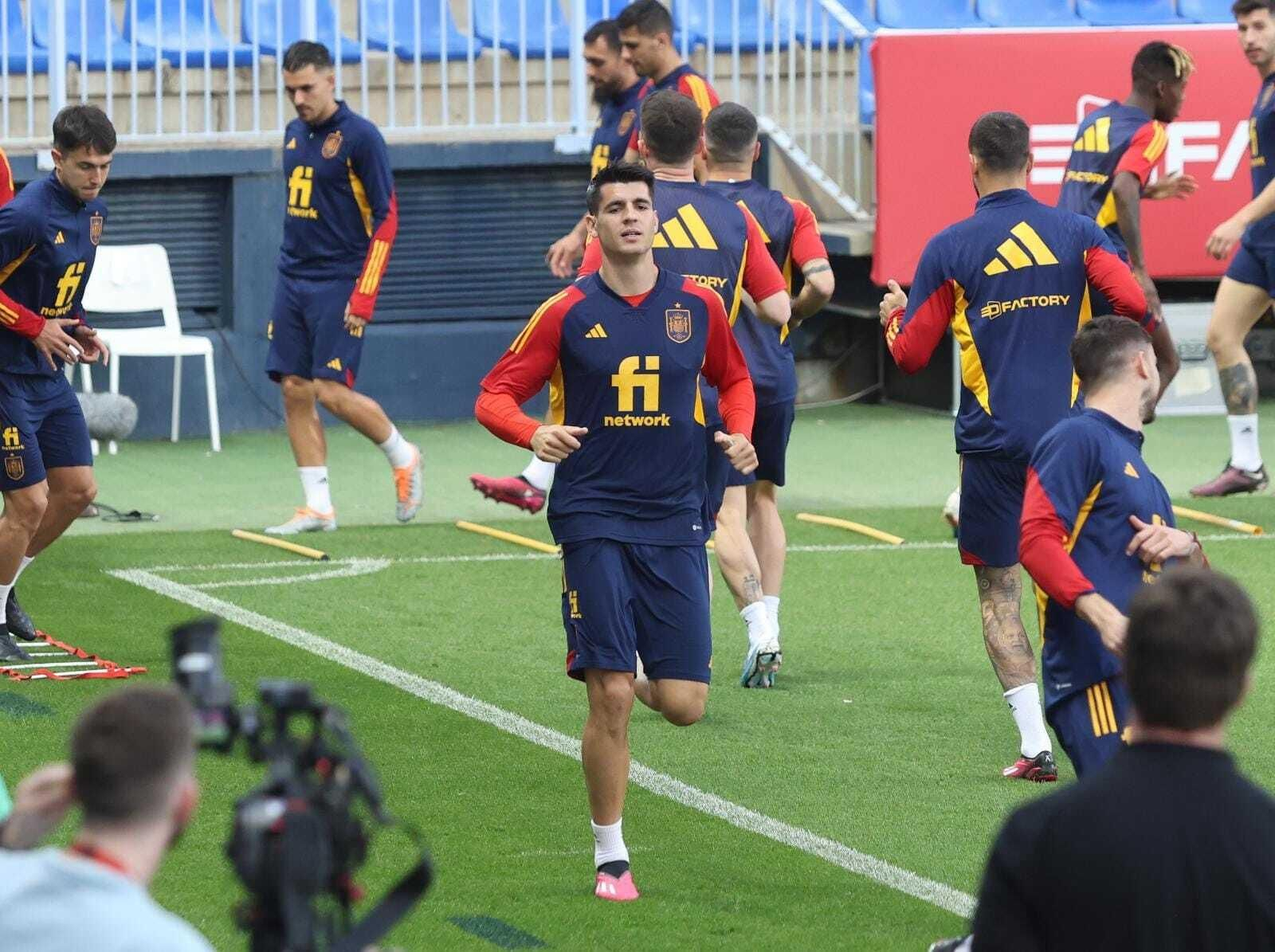 Álvaro Morata, en el entrenamiento en La Rosaleda. Álvaro Morata, en el entrenamiento en La Rosaleda.
